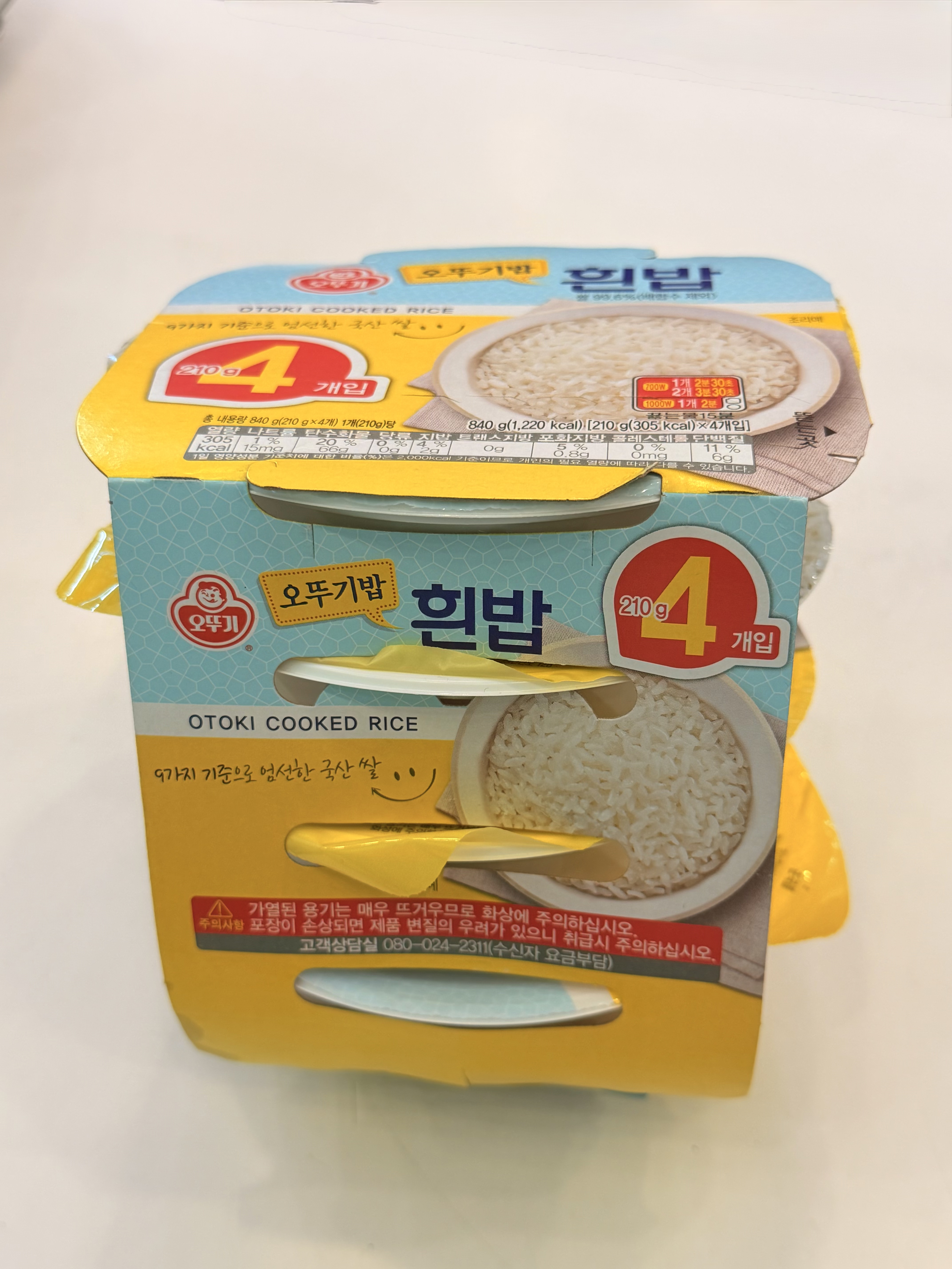 Ottogi 韓國不倒翁 即食白飯 4s 碗裝 210G X 4 