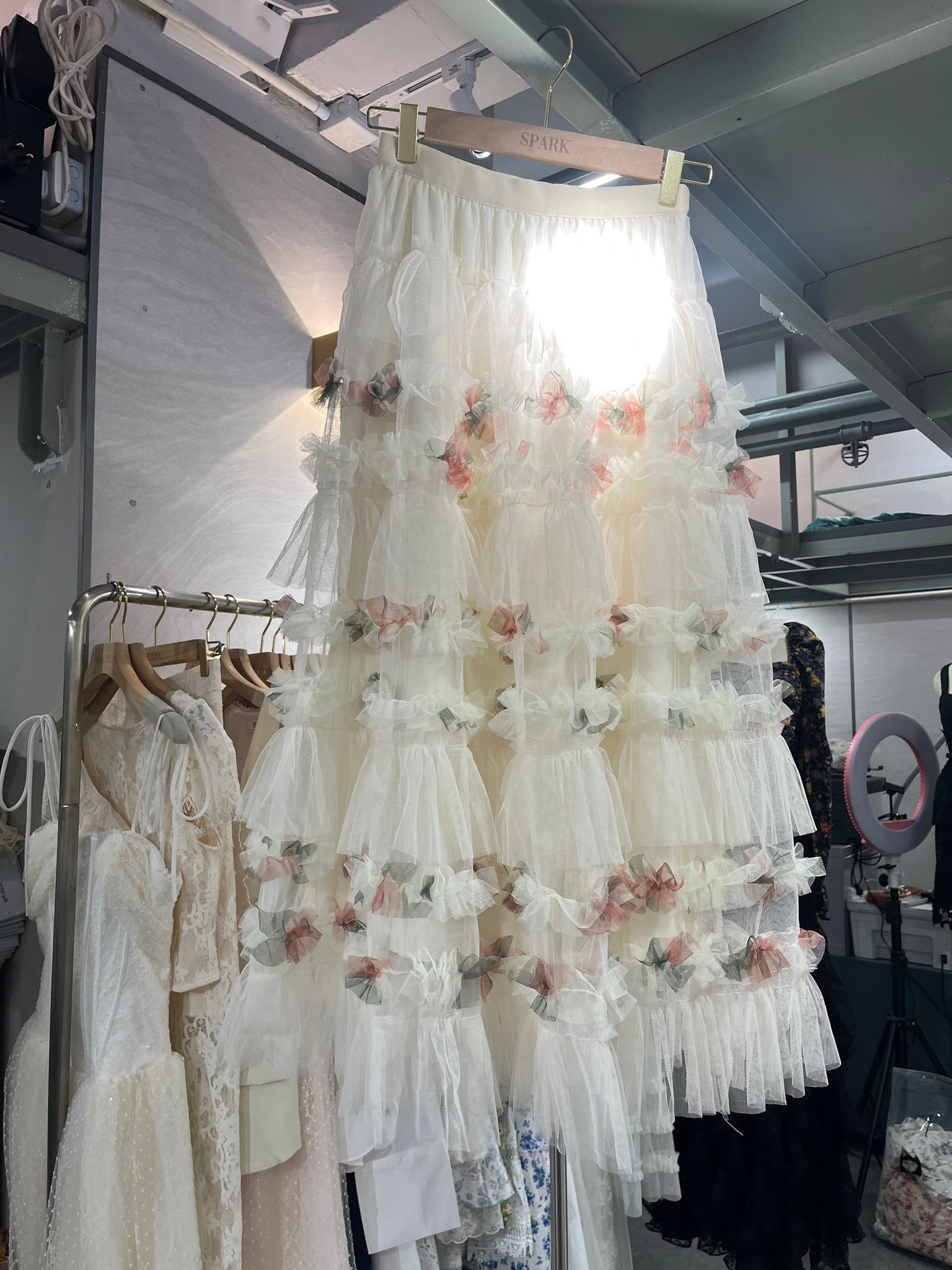 夢幻花朵薄紗長裙