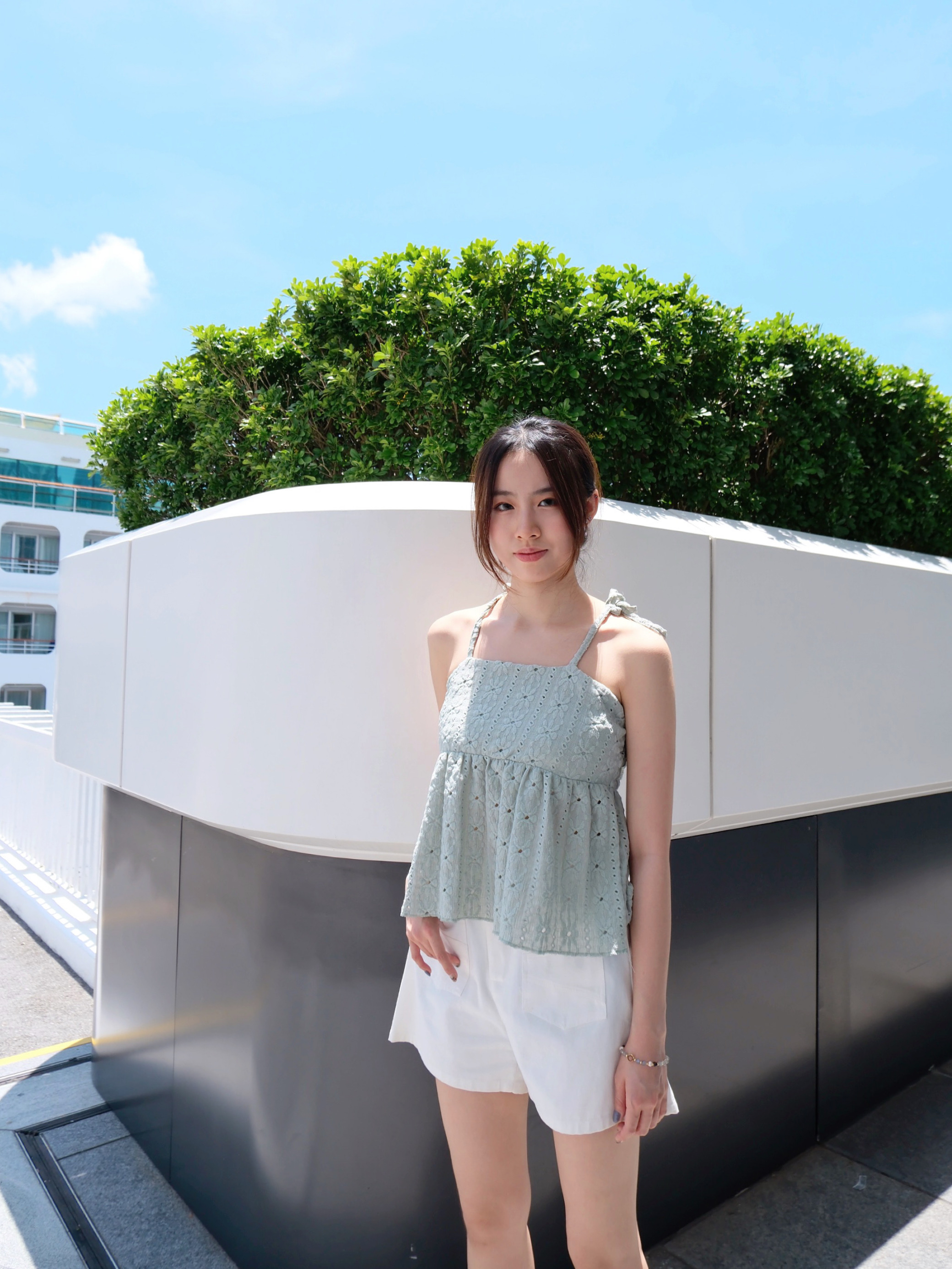 ♡︎TH - 通花布料綁帶TOP 