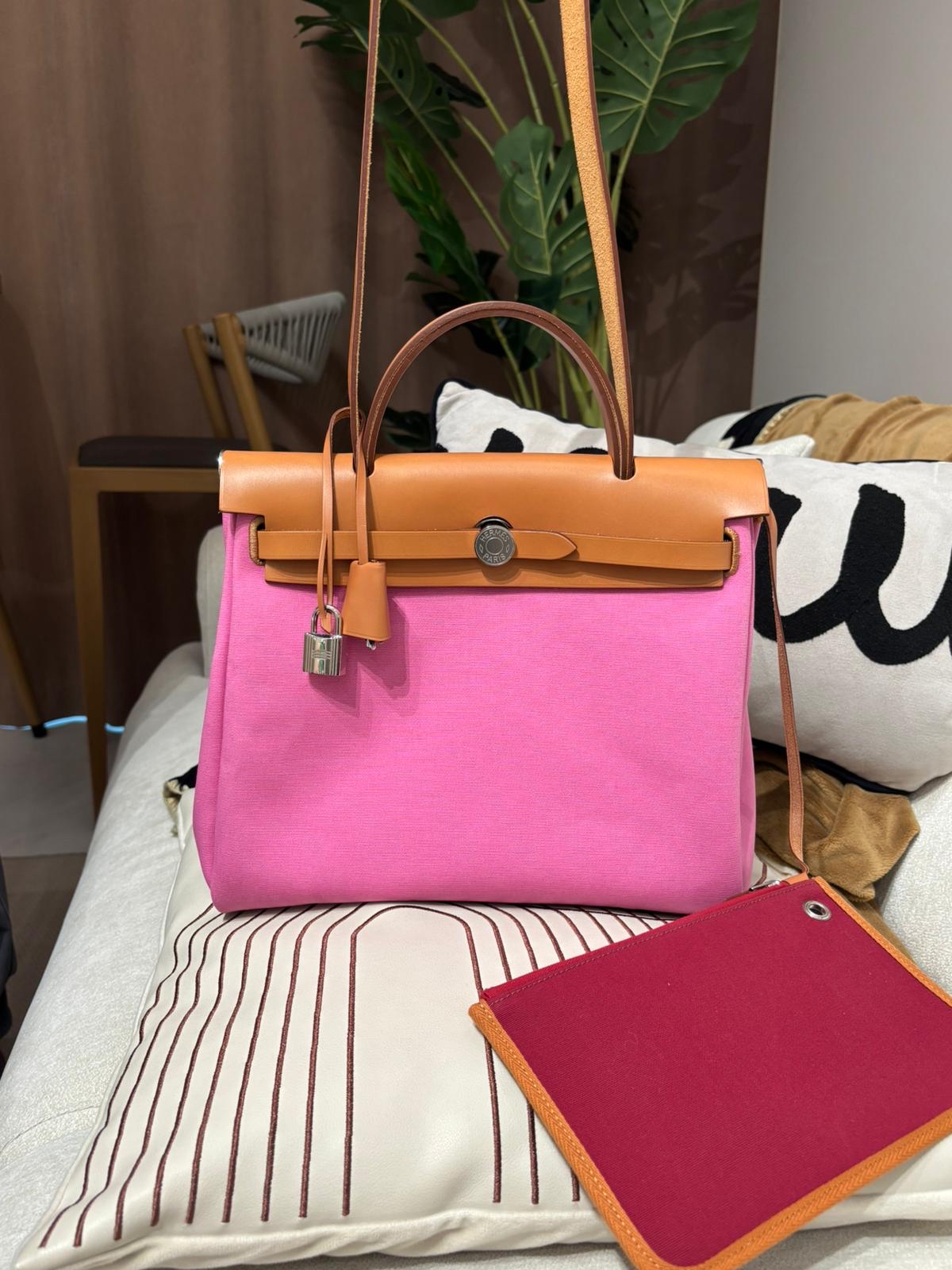 Hermes Herbag 31 Stamp Z Bubble Gum / Rubis / Nature 100%Authentic, 95%New ✅收據✅Key Lock✅Dust bag