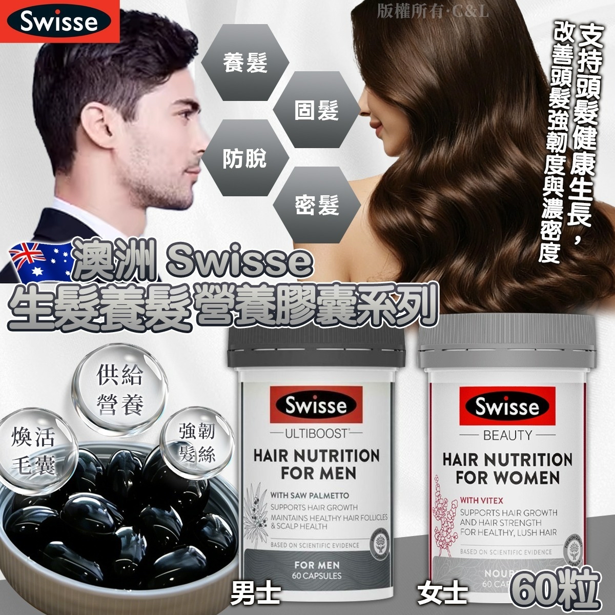 澳洲🇦🇺直送@限時預購🔛Swisse生髮養髮營養膠囊系列60粒