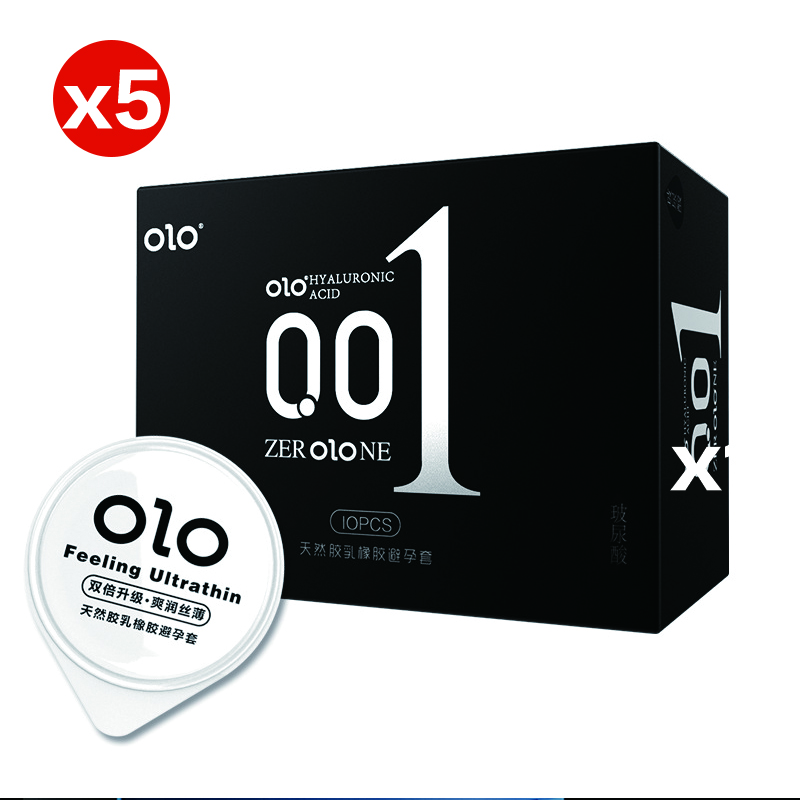 (5盒) OLO 001 超薄玻尿酸安全套 男神款【黑色盒】 10隻裝