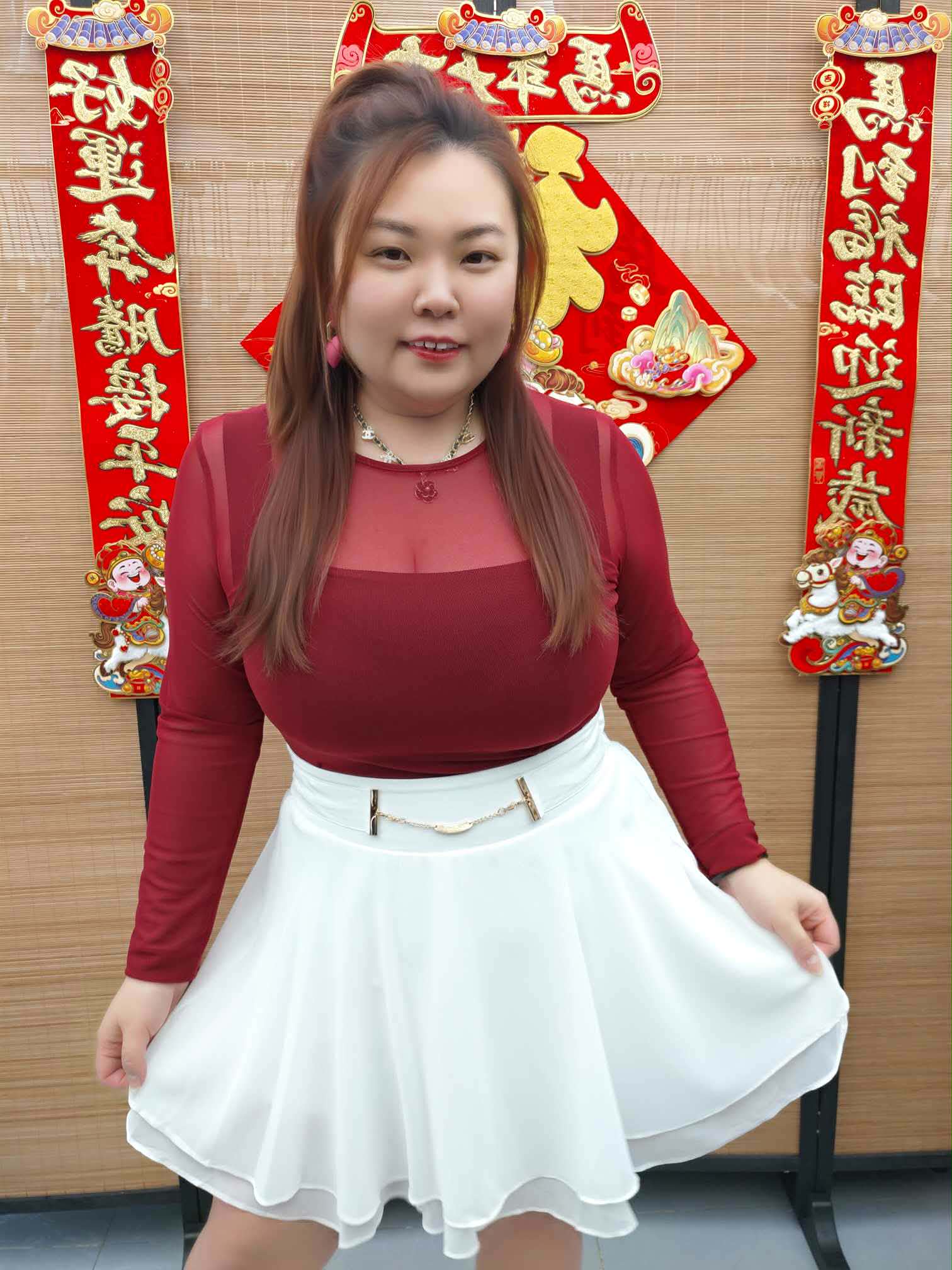 DDI01 TW#3916 附金属配件设计飘逸短裤裙