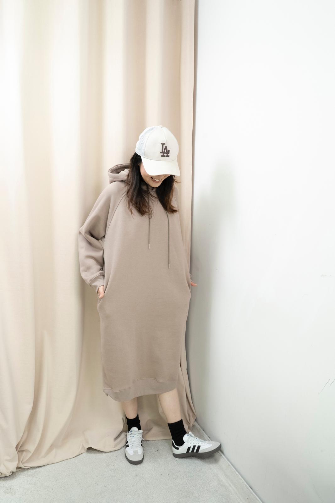 加絨有帽衞衣連身裙（Mocha色）