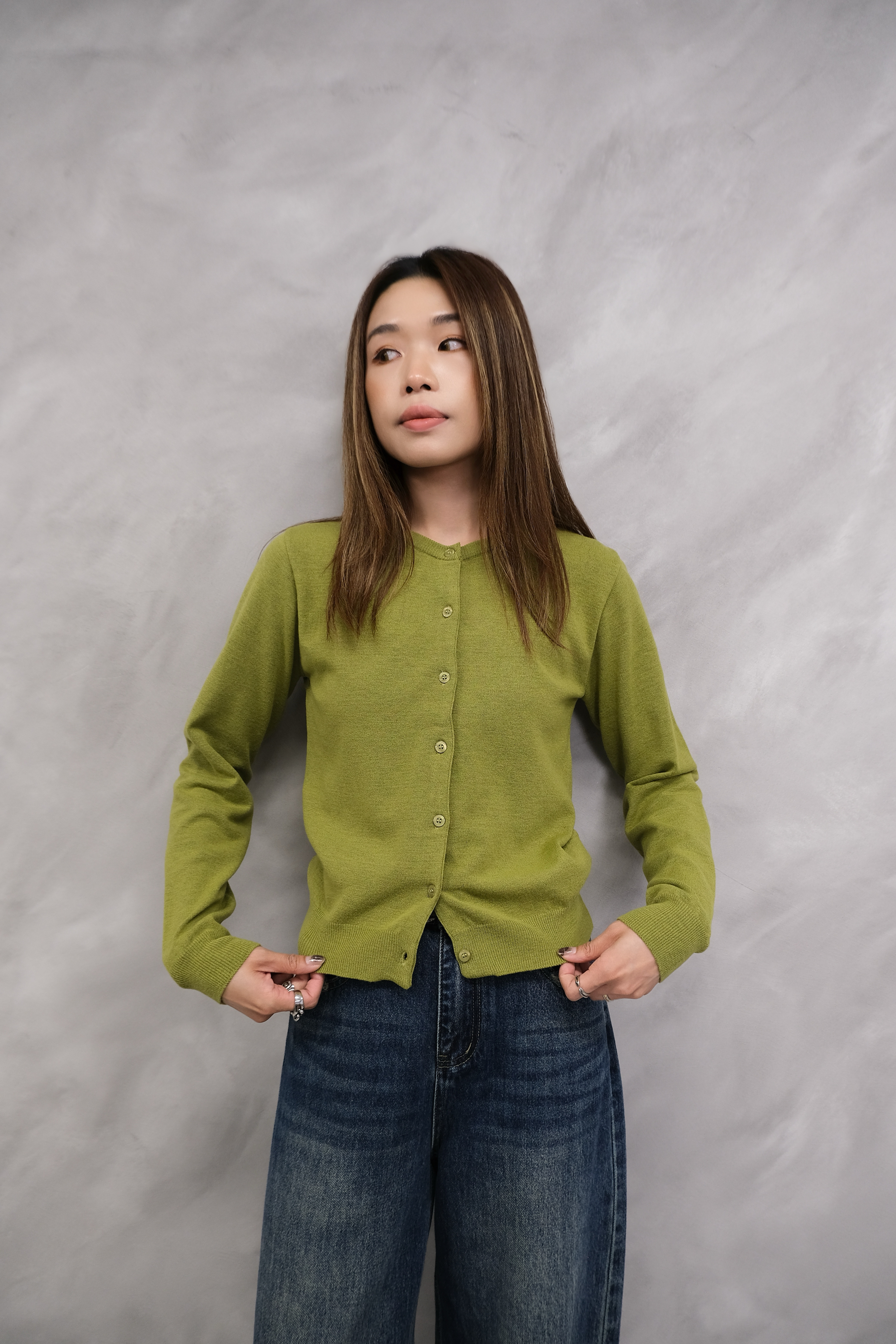 Soft Knit Round Neck Cardigan #jk30