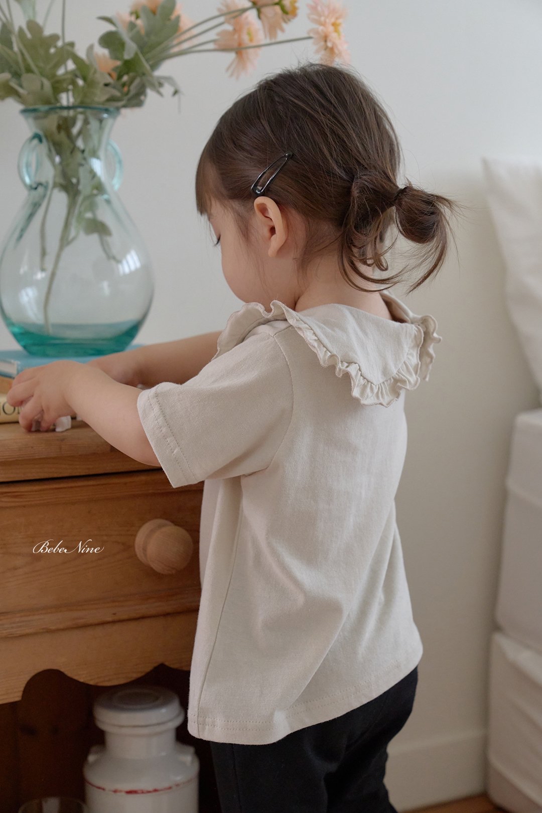 ☀️預訂 韓國直送☀️🇰🇷Bebenine三色荷葉邊翻領純棉短袖上衣