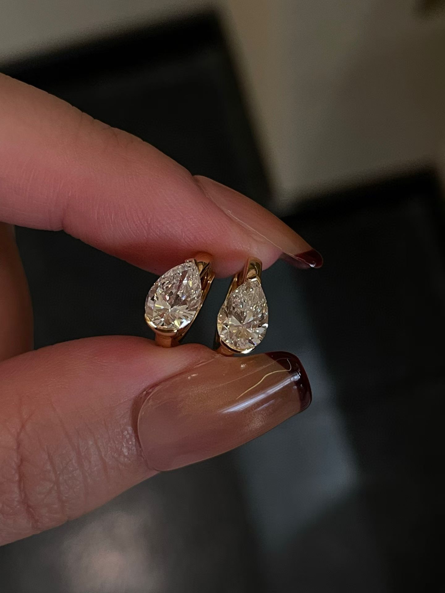 18K培育鑽石耳圈