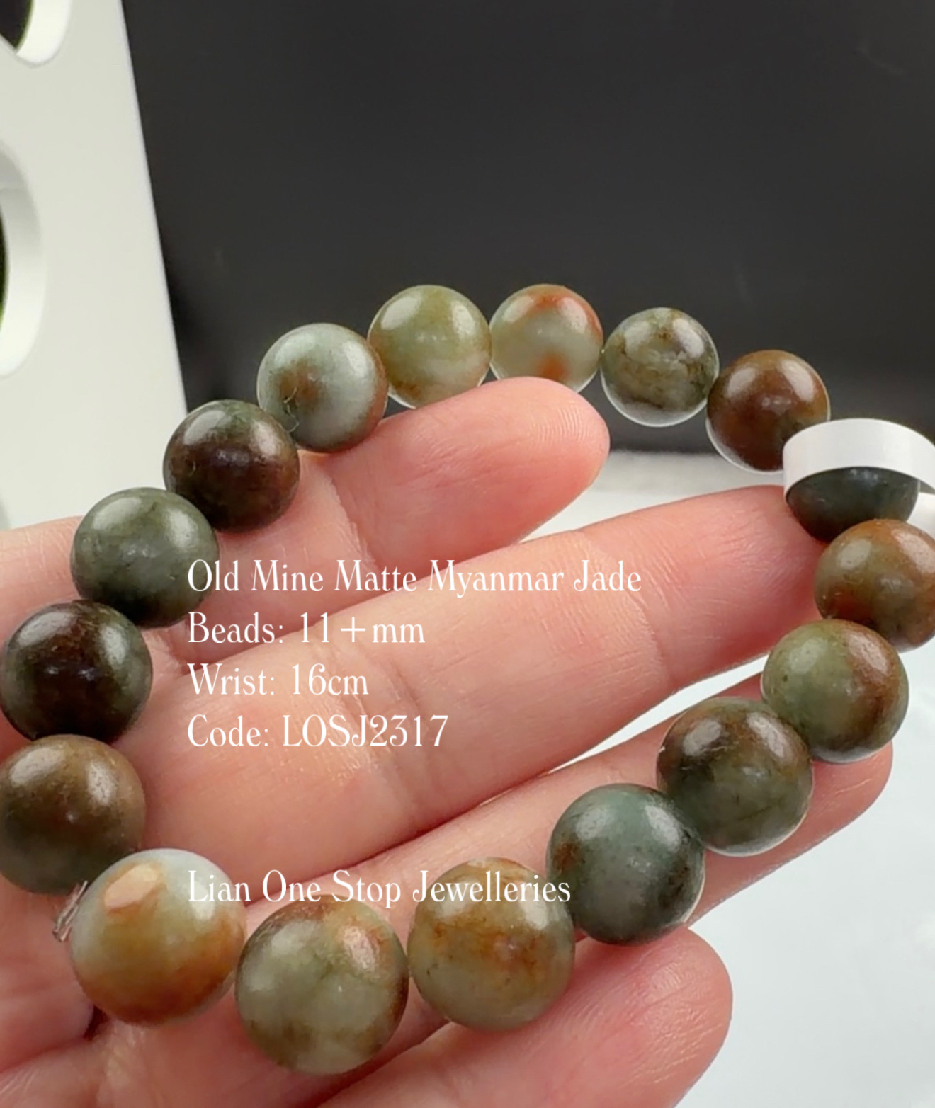 Code: LOSJ2317 Old Mine Matte Myanmar Jade 11+mm