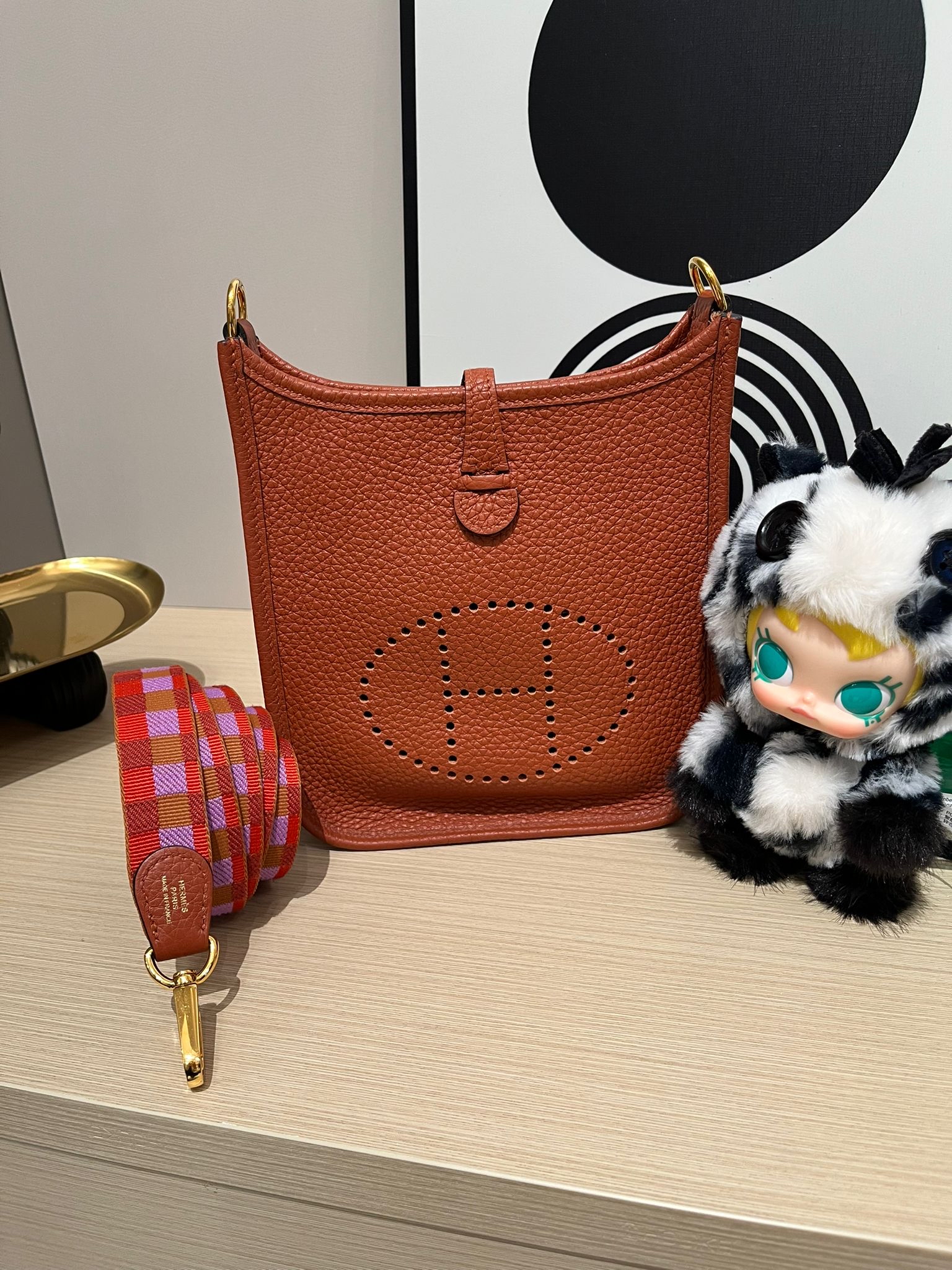 Hermes mini evelyne ,STAMP U，6C 古銅色 100%Authentic,95%new ✅內袋✅原裝織紋肩帶✅dust bag  