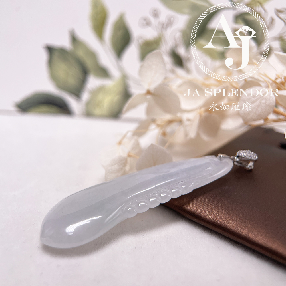 JNS-313 天然翡翠A玉 白冰萬壽果/福瓜吊墜