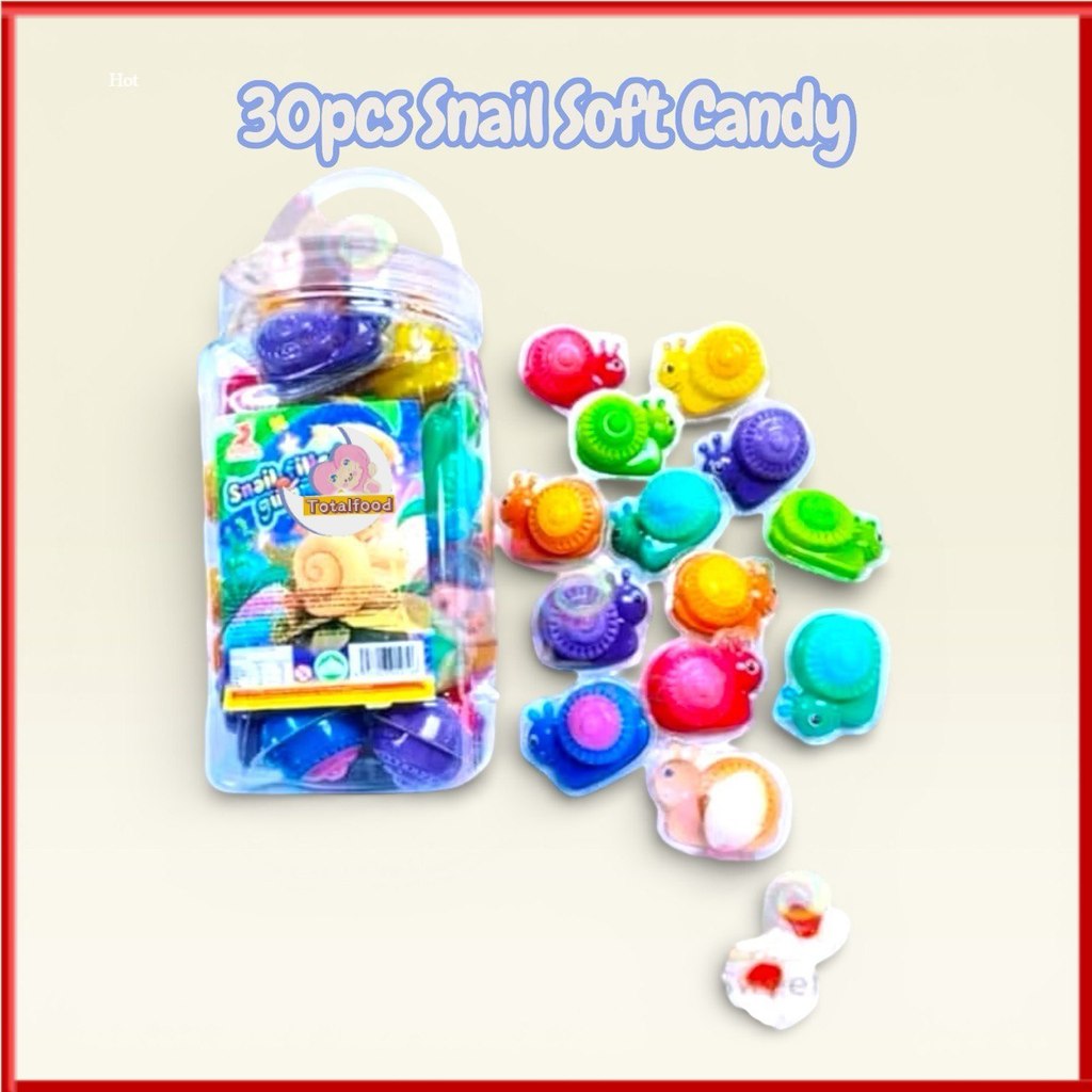 30pcs Loong Loong Snail Soft Candy filled with jam (HALAL)