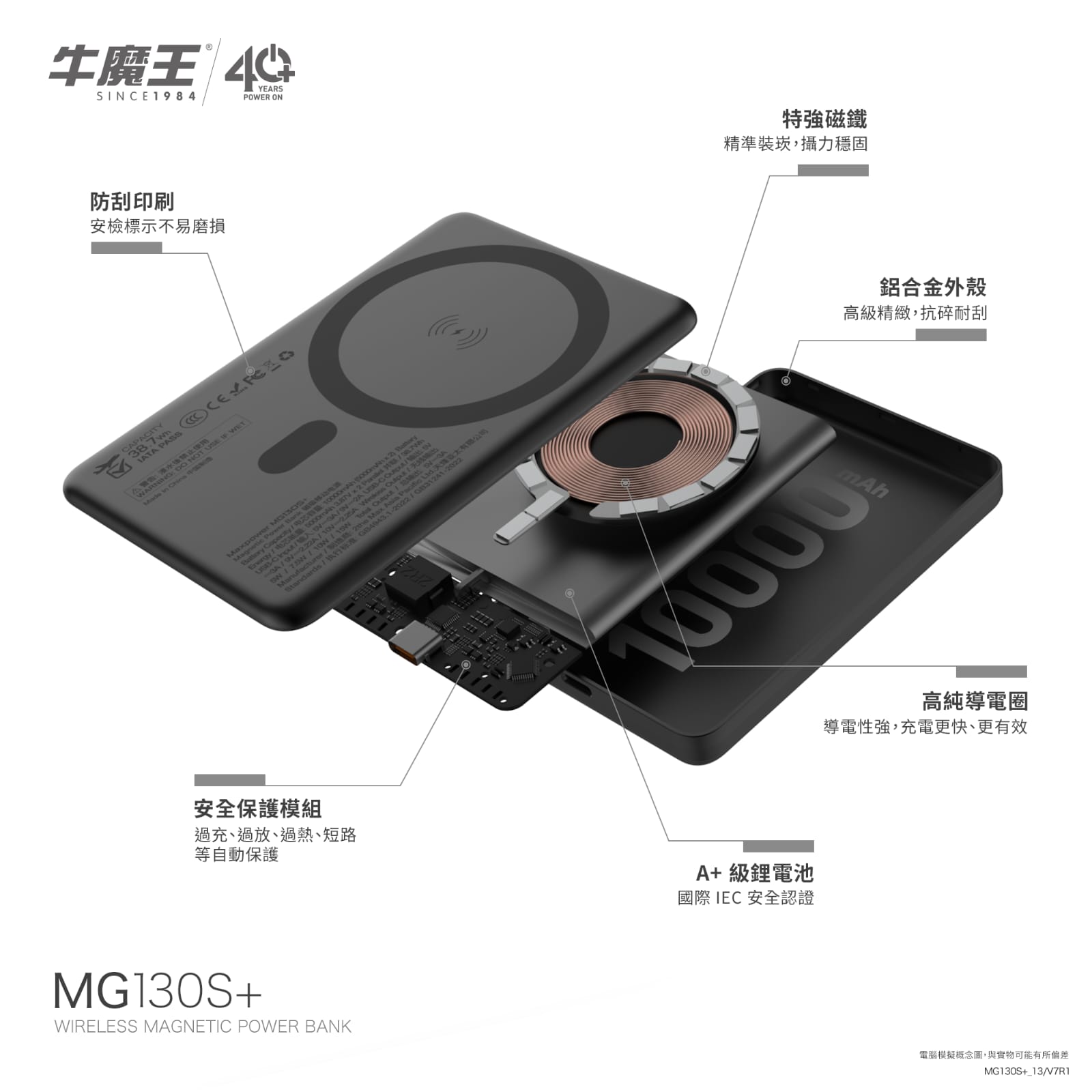 MAXPOWER MG130S+ 磁吸無線充電移動電源 10000mAh