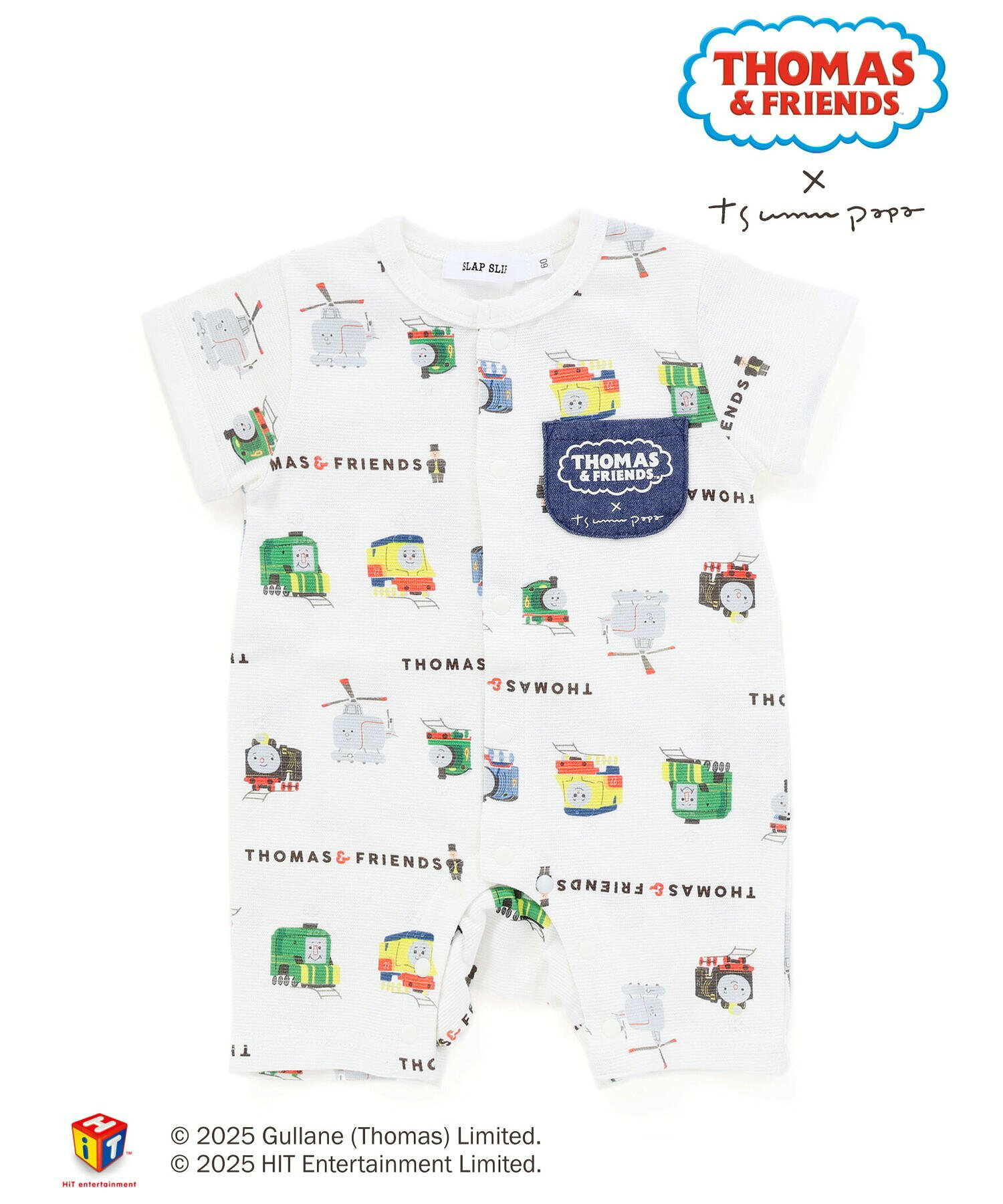 🇯🇵預訂 日本直送🇯🇵Slap Slip Baby x Thomas系列兩色小火車滿印口袋短袖連身服