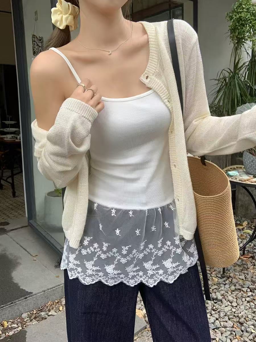 TP341蕾丝摆叠穿背心