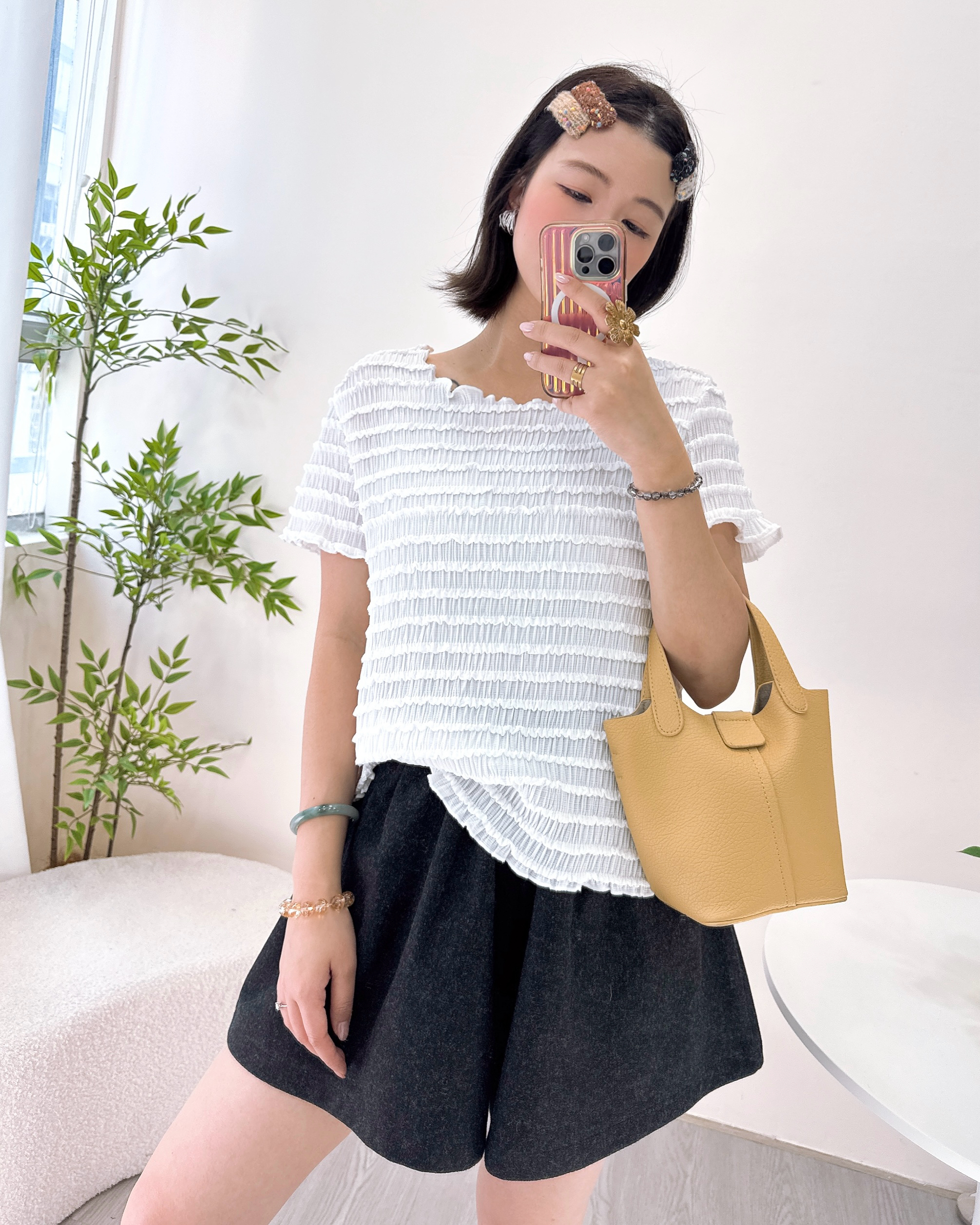 超彈性3D格紋小清新上衣 4色