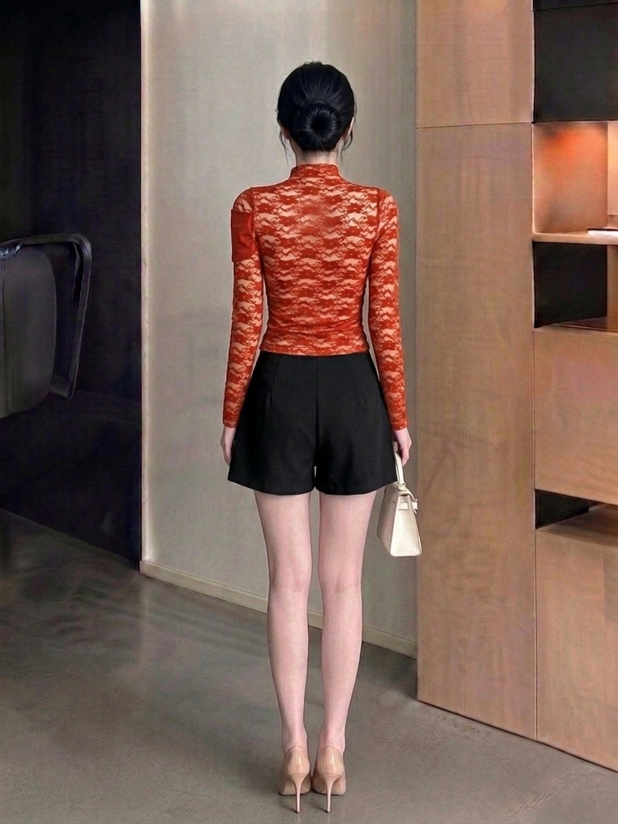 Ruched Lace Top M253