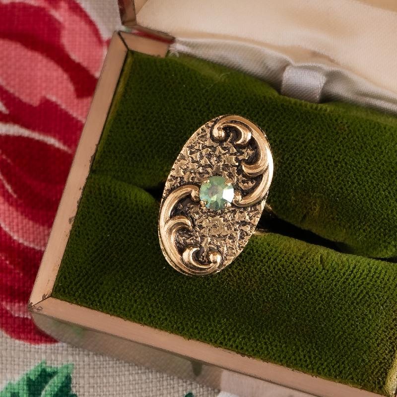 Vintage C.a. 1980s Czechoslovakian Wavy Modernist Glass Tone Accented Ring - Adjustable Ring Band (NZ013-7)