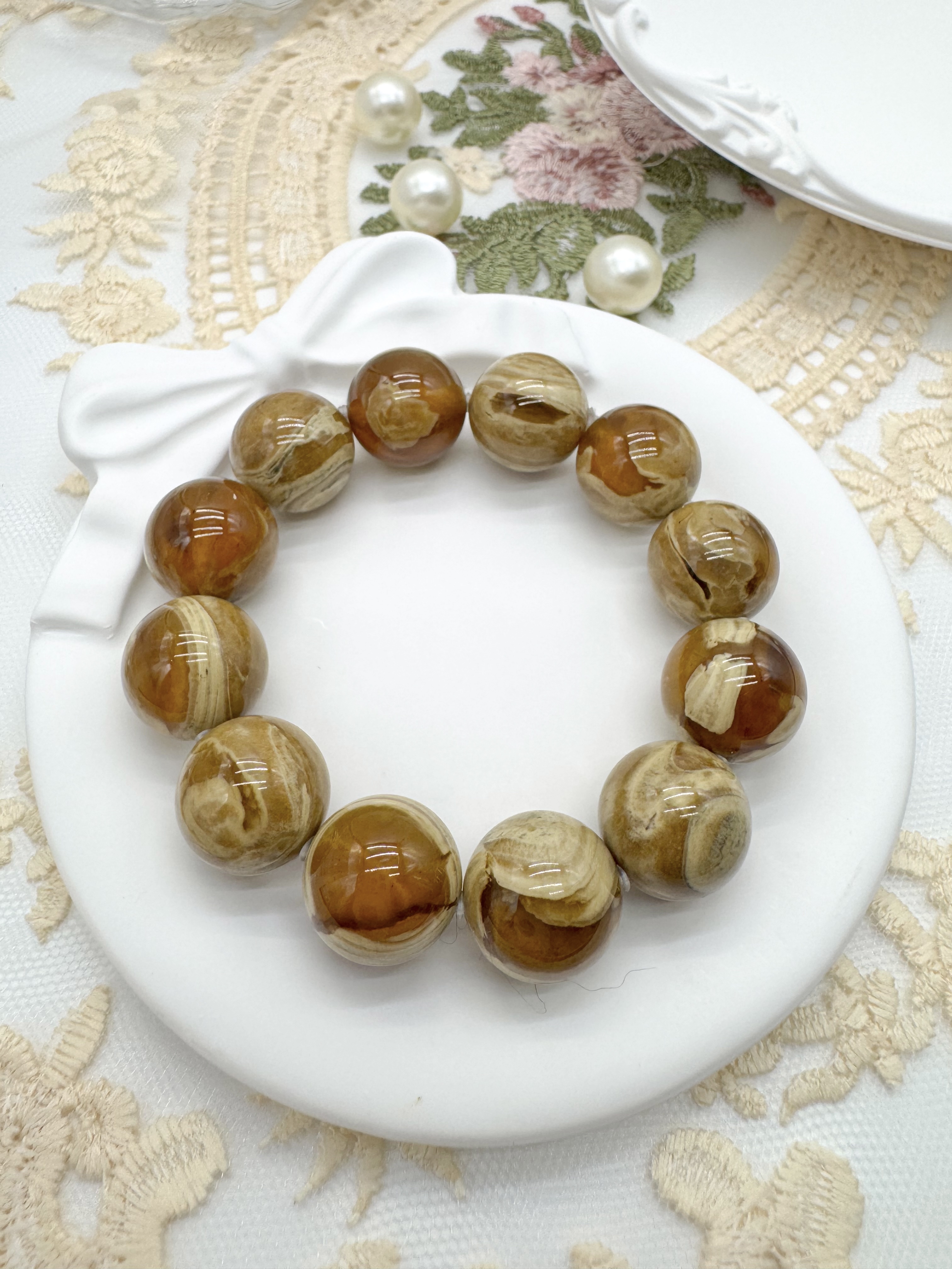 妖花金溶洞圓珠手鍊(14+mm)