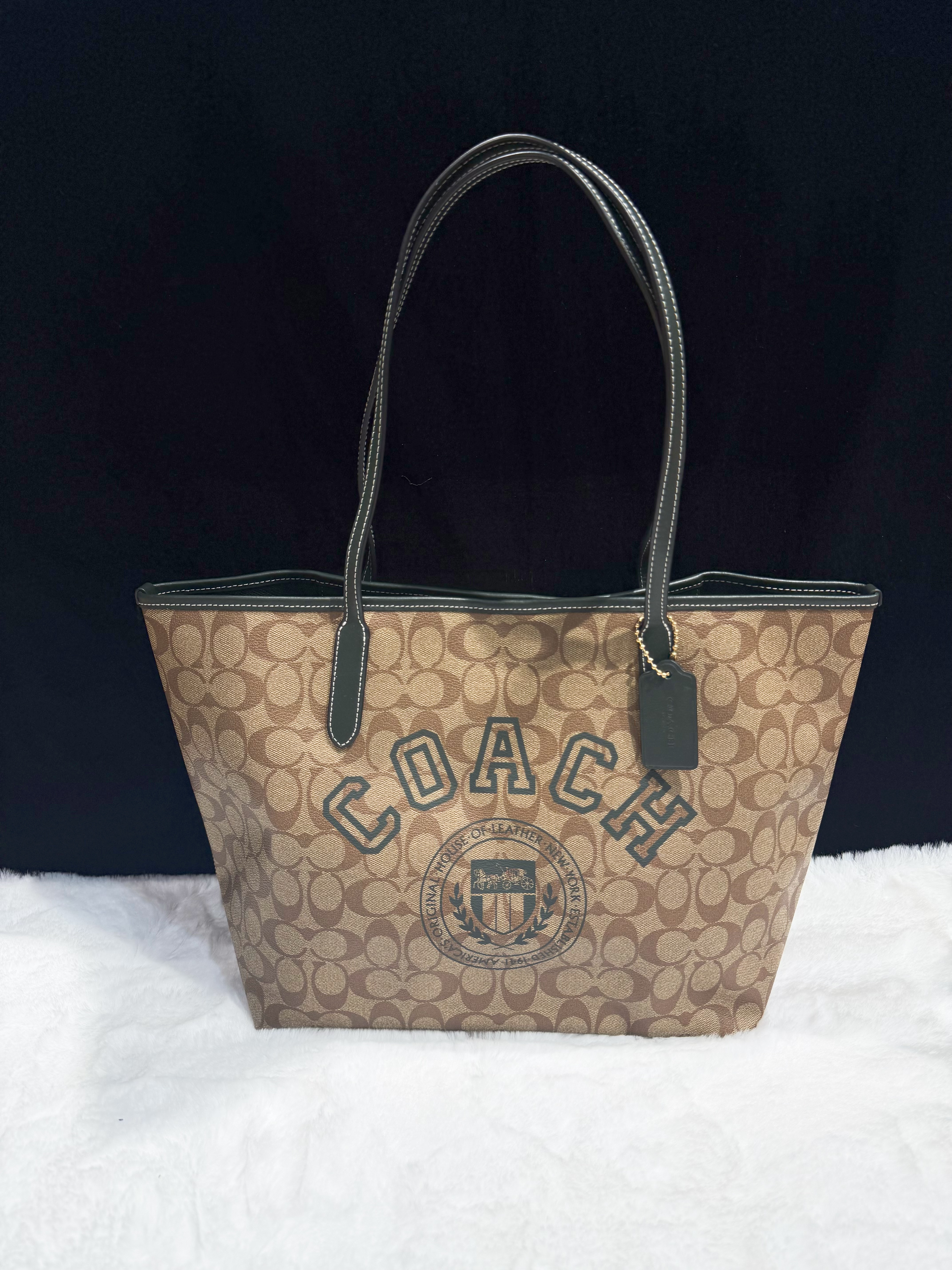 Coach City tote logo/m/green