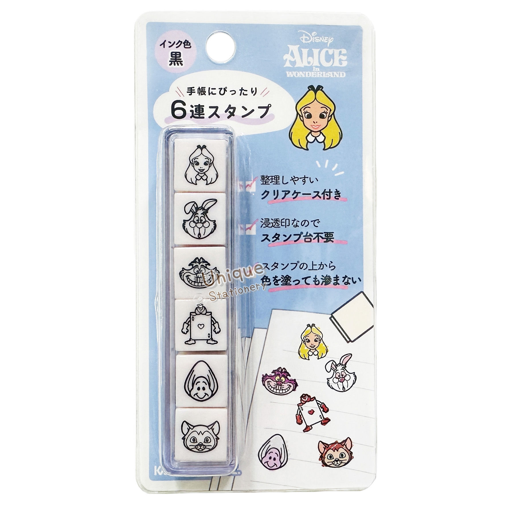 現貨｜Disney Alice 愛麗絲 日版 PLUS MART 6連印章 手帳印章 套裝 (233928) 
