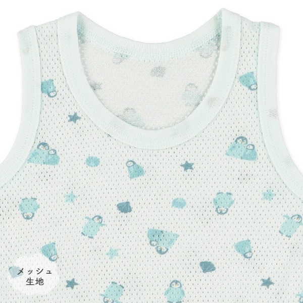 🇯🇵預訂 日本直送🇯🇵清爽材質海洋生物企鵝滿印純棉網眼背心包屁衣三件套