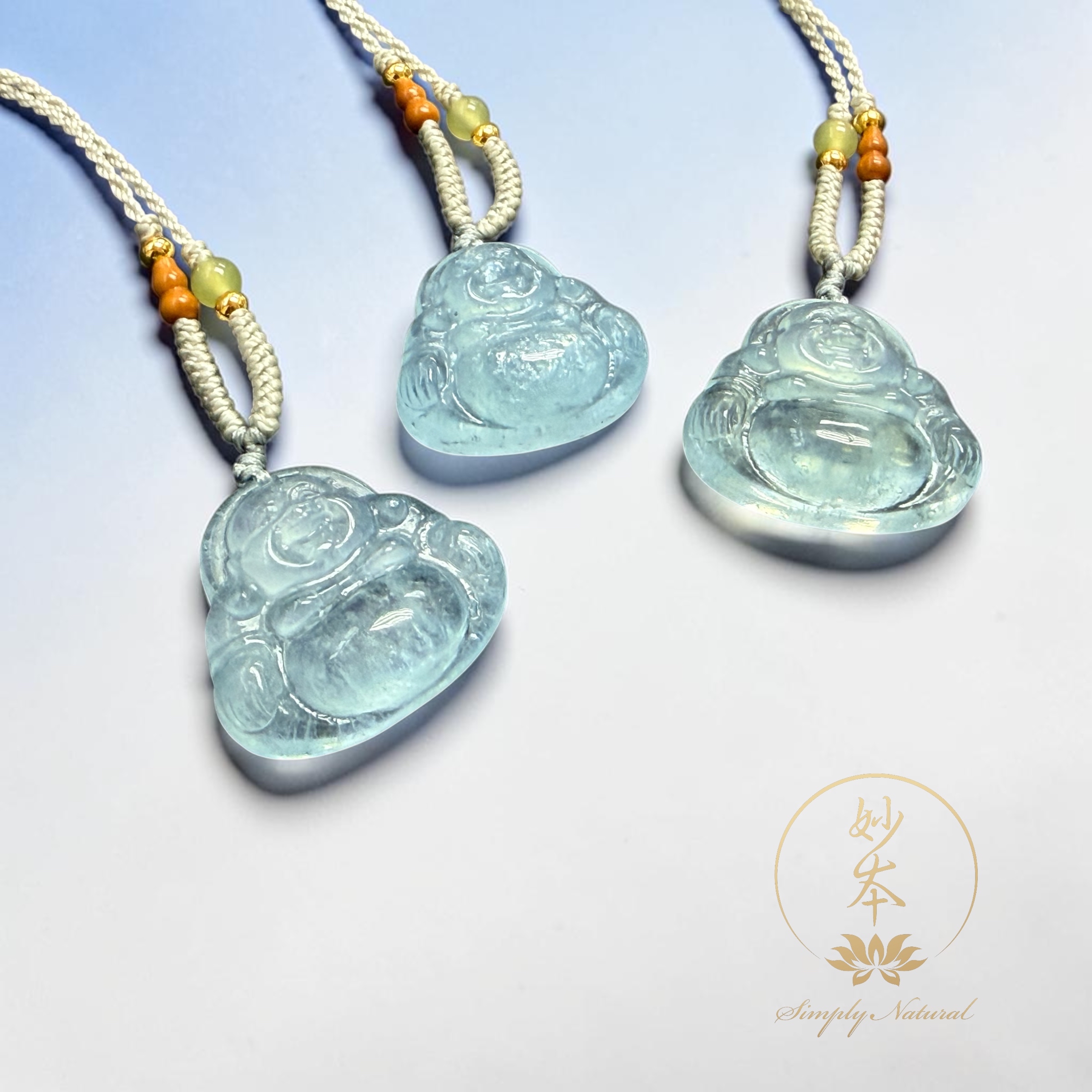 冰透海藍寶 彌勒佛吊咀（已加持）大約2-2.5cm