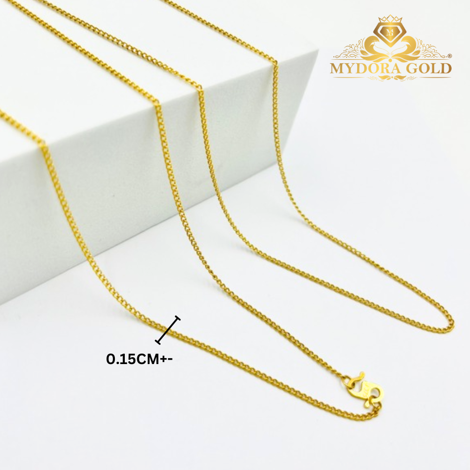 MYDORA Rantai Leher Gajah Licin (58cm) l EMAS 375/9K