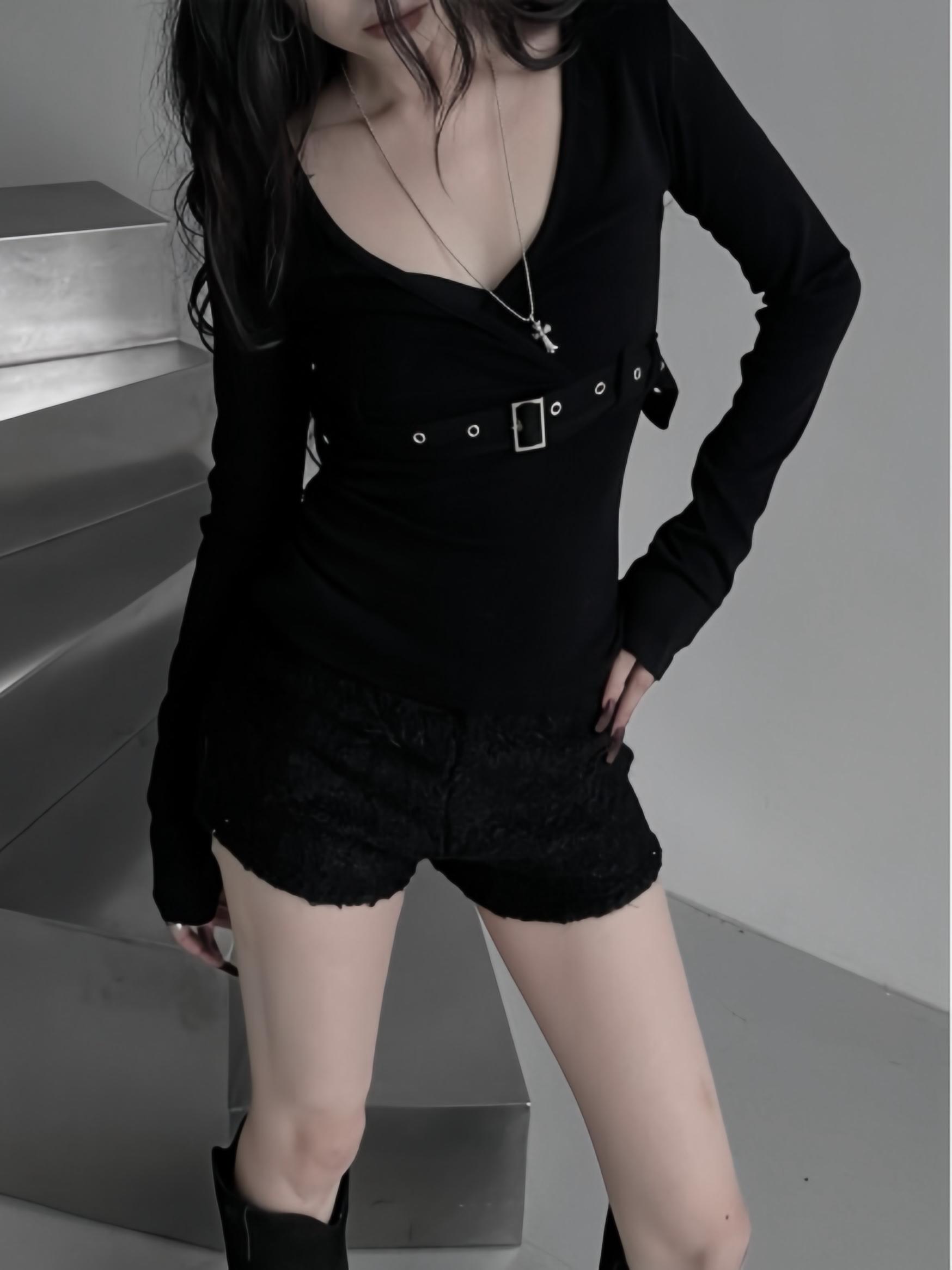 Belted Wrap V-Neck Top