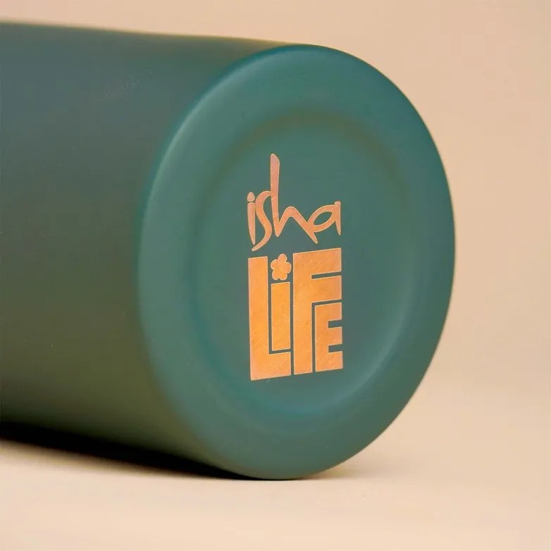 Isha Life-  印度純銅水壺 350ml (綠色/三叉圖案) India Pure Copper Bottle (Green/Trishula)