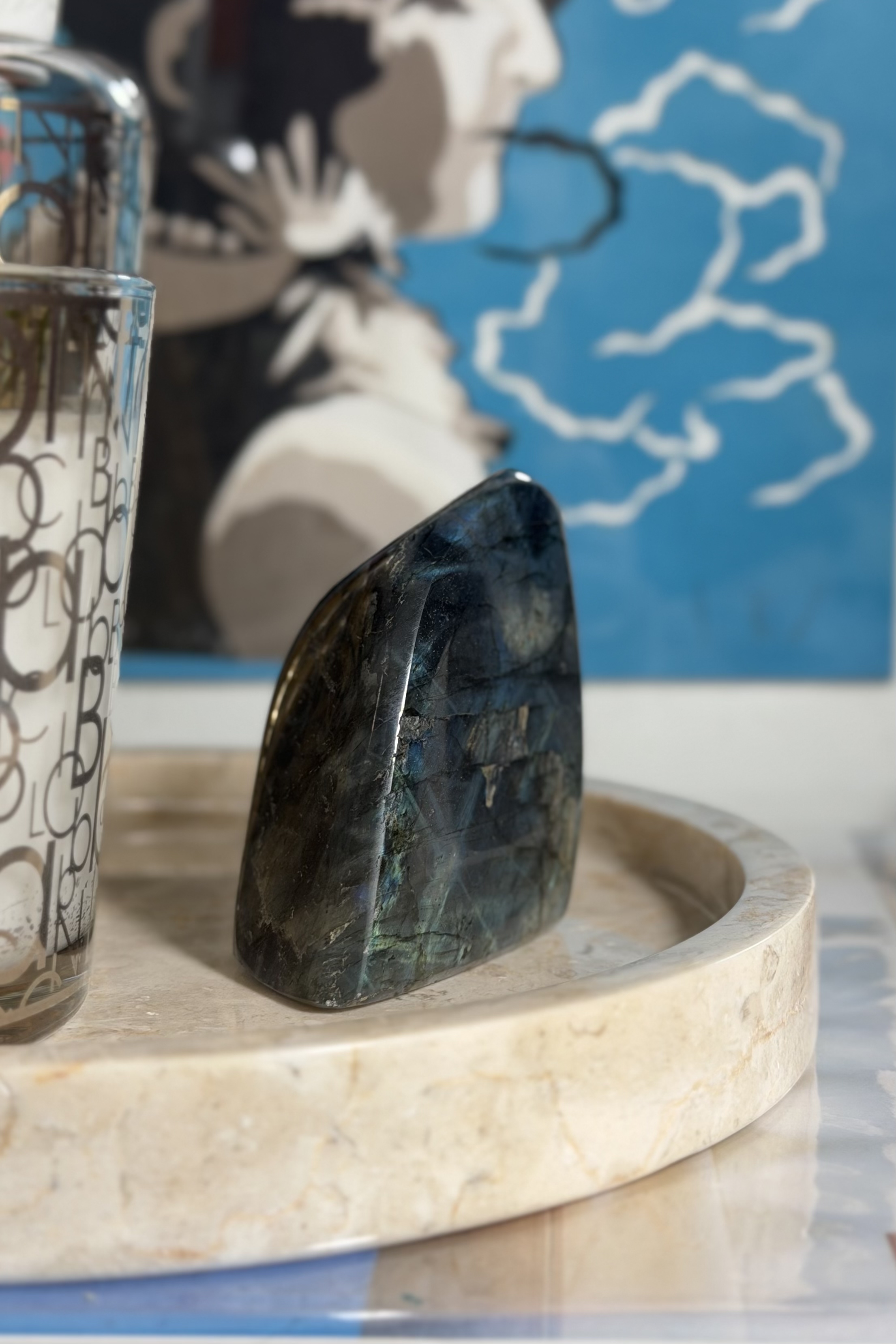 ༒226g 6.6cm幻彩光拉長石擺件༒LA.0484C5-RA*1em>