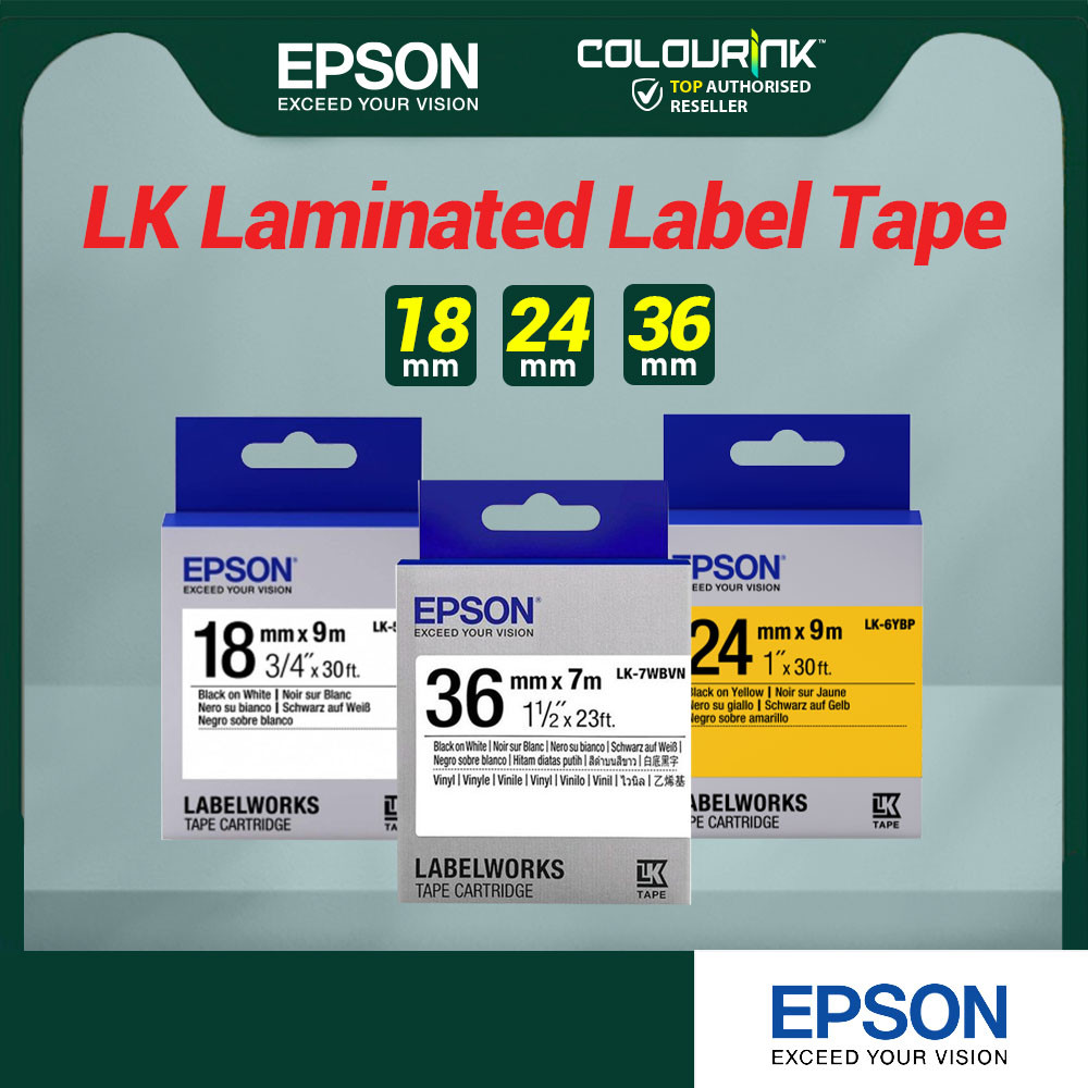 Epson Original Vinyl Laminated Sticker LK-Tape 4WBVN 5WBVN 5YBVN 5WBVN 6YBVN 7WBVN 7YBVN for Labelworks Printer