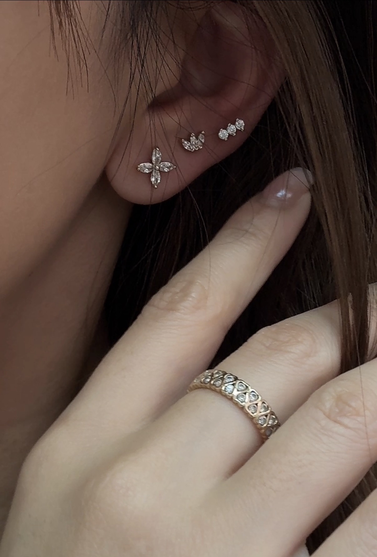 Cassia Floral Earring Plaqué or