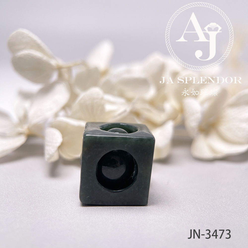 JN-3471/72/73/78/80 天然翡翠A玉 油青墨綠骰子招財進寶吊墜