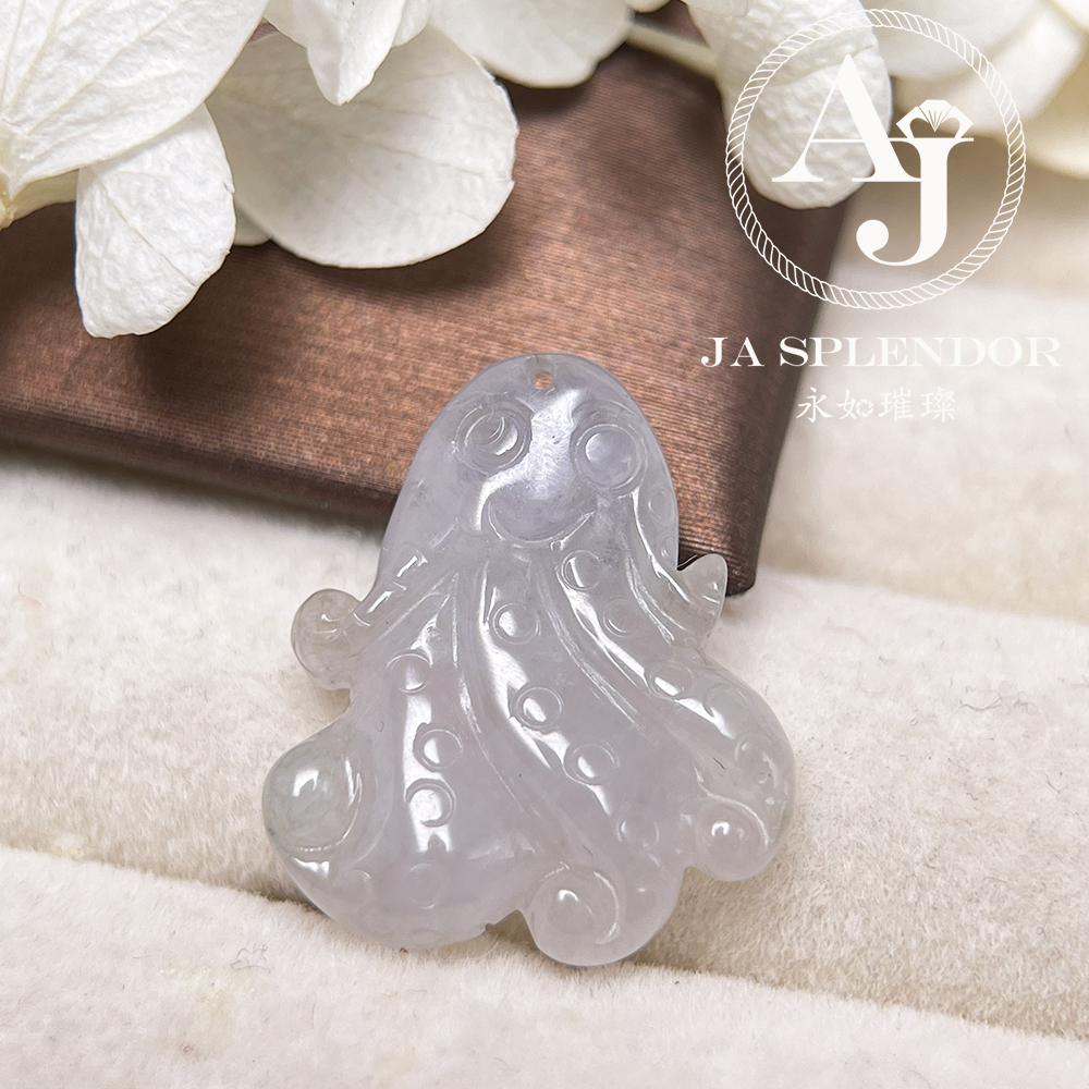 JN-3375 天然翡翠A玉-冰種八方來財八爪魚/章魚吊墜