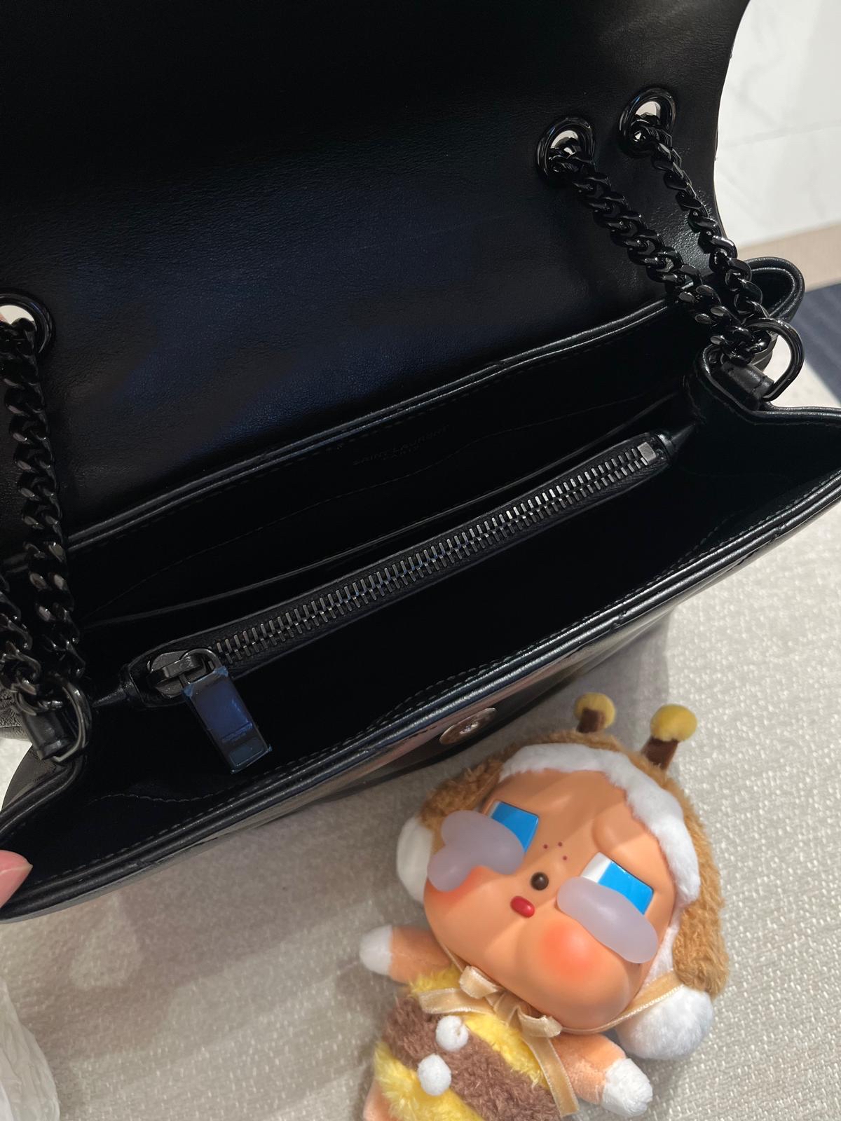 YSL Loulou small flap bag So Black Calfskin 100%Authentic,98%New ✅ certificate ✅Dust bag