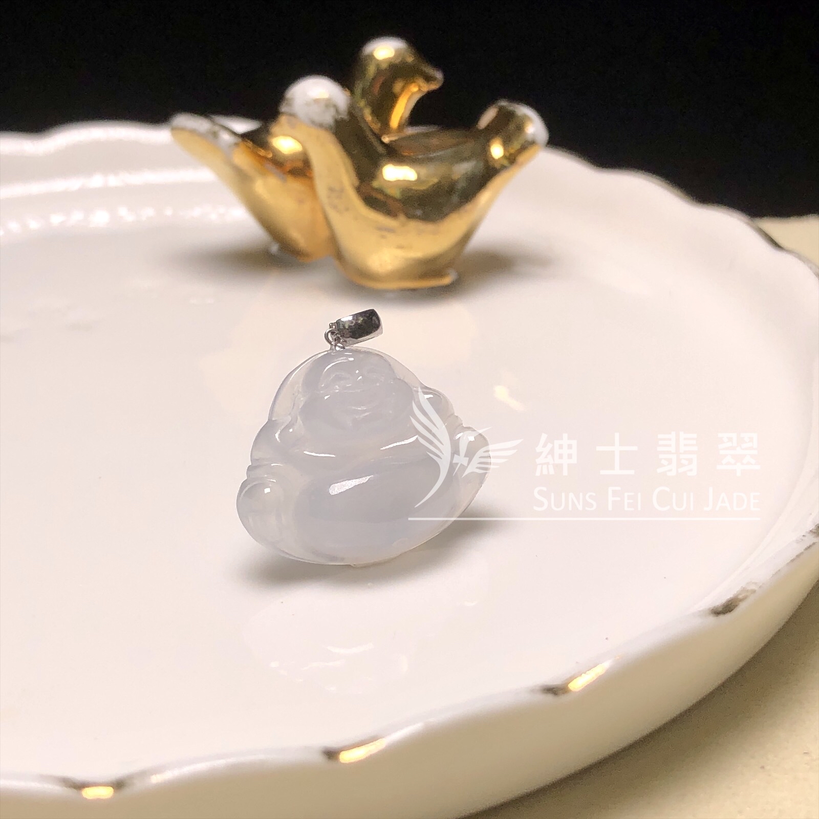 YK00063 冰種佛公連18K金扣頭