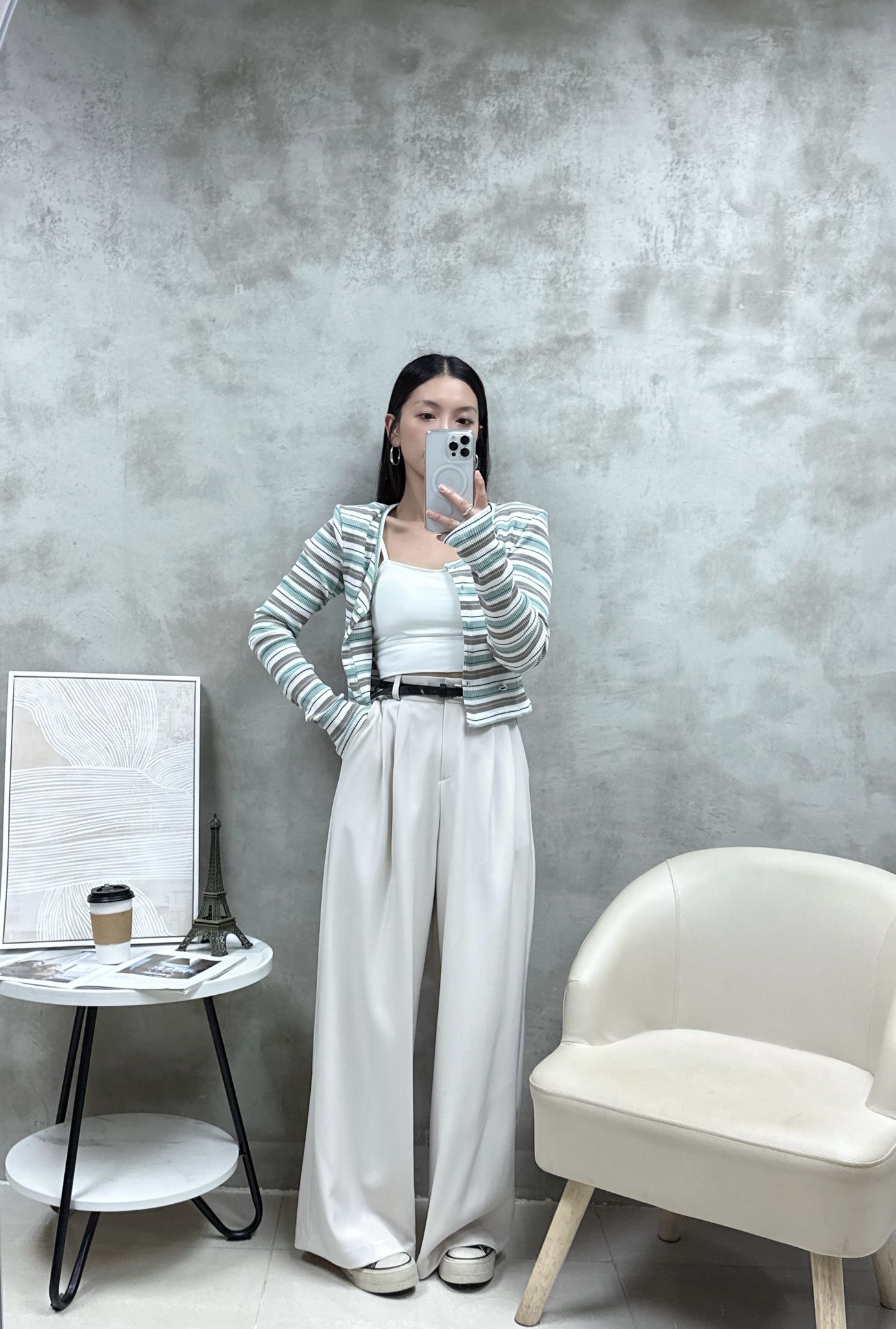 C04 拼色橫紋外套