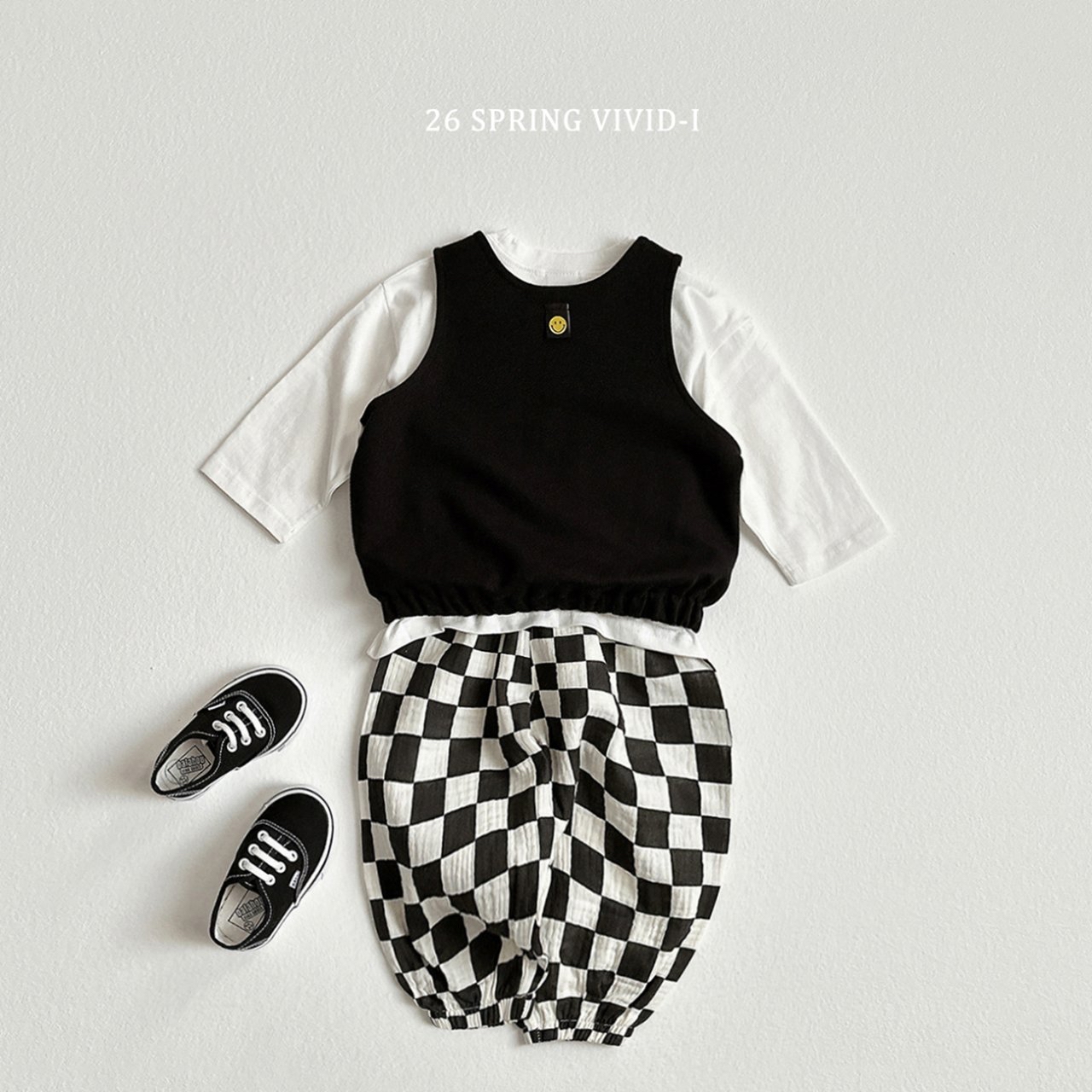 🌸預訂 韓國直送🌸🇰🇷VIVIDI三色微笑標籤背心上下套裝