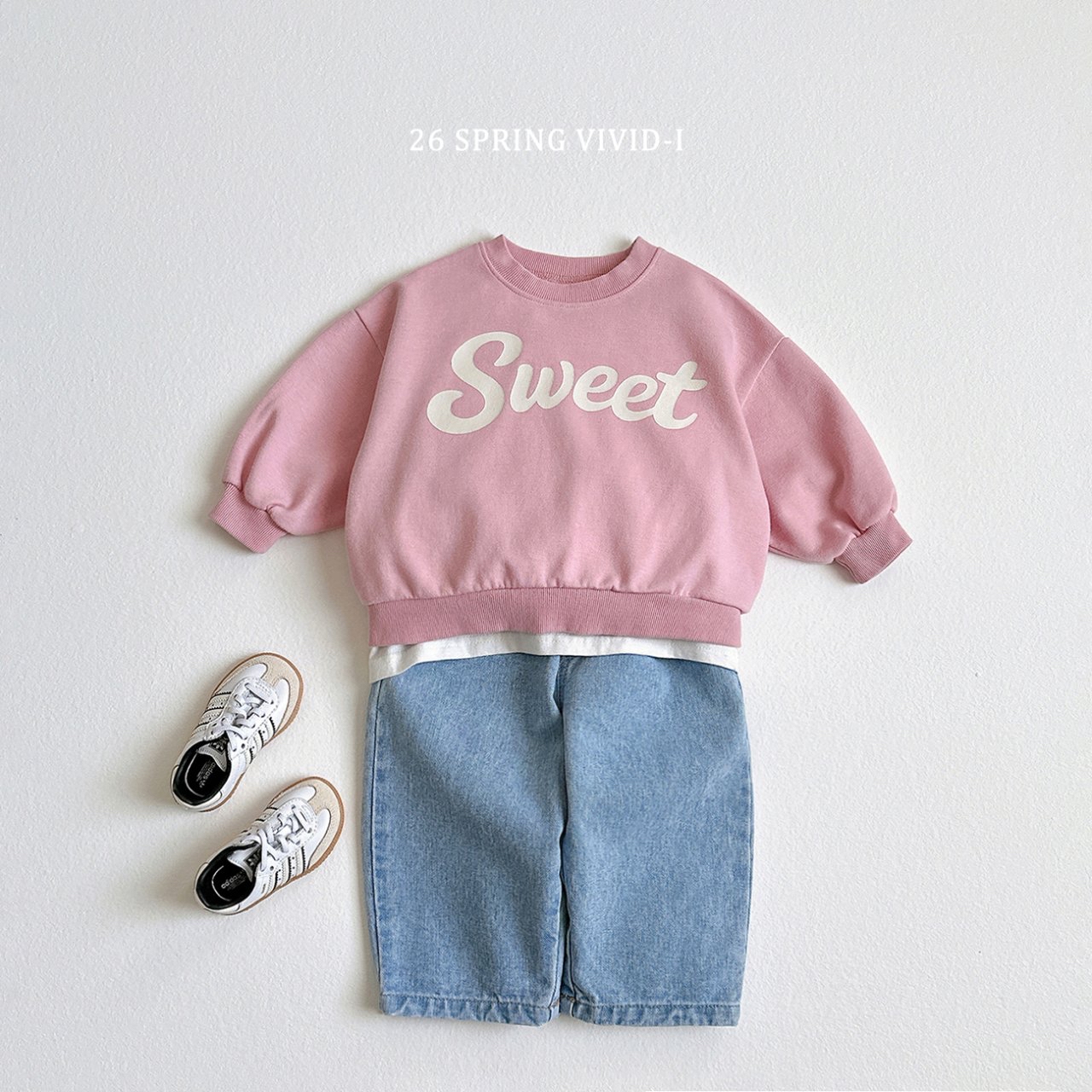 🌸預訂 韓國直送🌸🇰🇷VIVIDI四色甜美奶油印花寬鬆衛衣