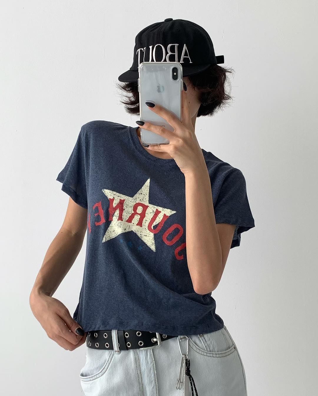 星星印花短裝tee