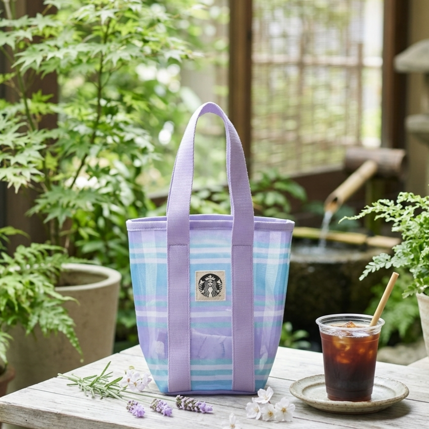 《日本 🇯🇵 STARBUCKS My First Bottle 系列》✨️條紋紫色網袋✨️  (細)  