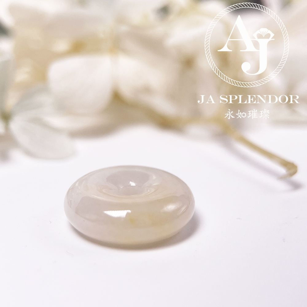 JN-476 天然翡翠A玉 冰潤雪梨黃小平安扣