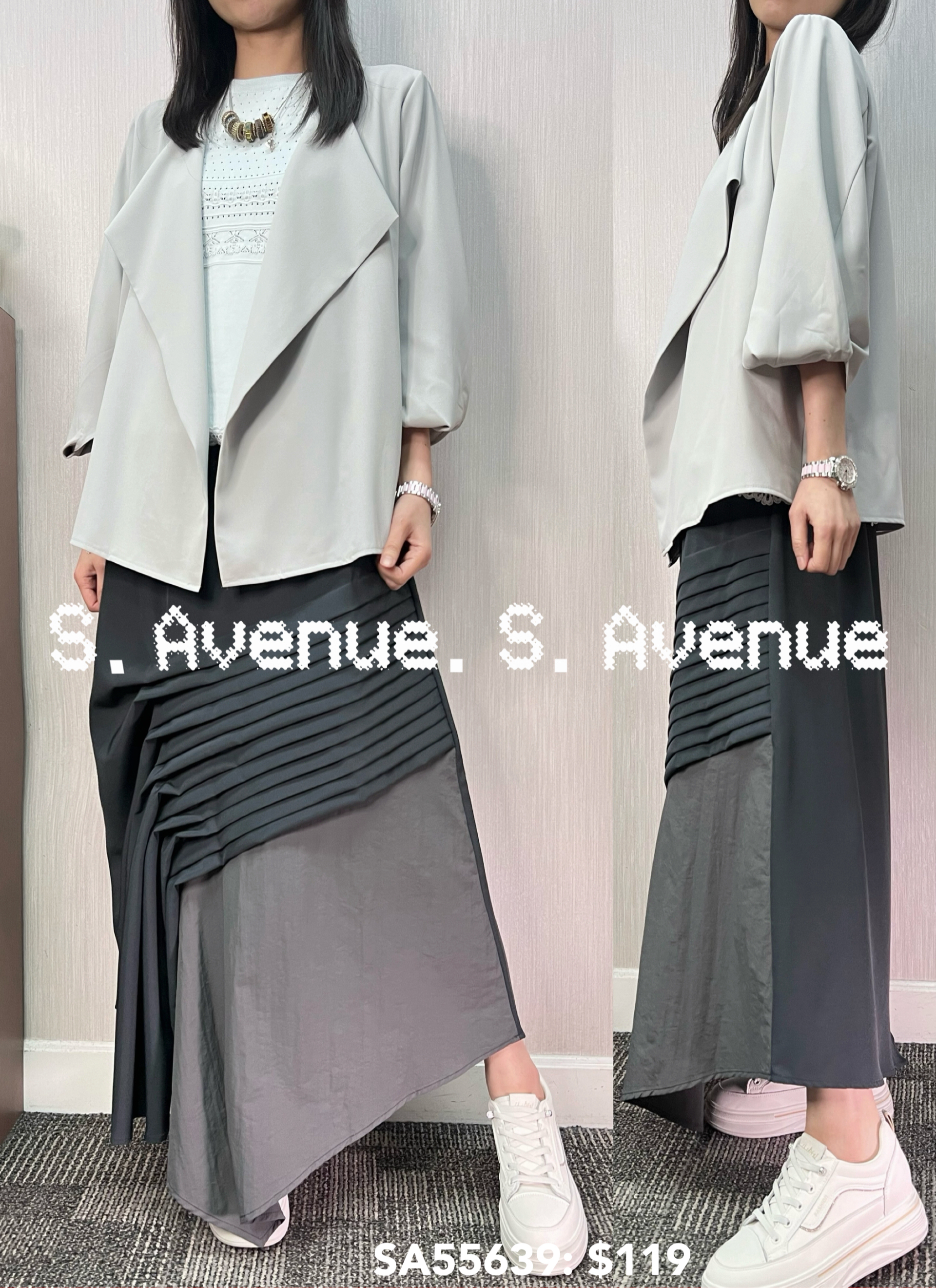 SA55639: 泡泡中袖反領西裝外套