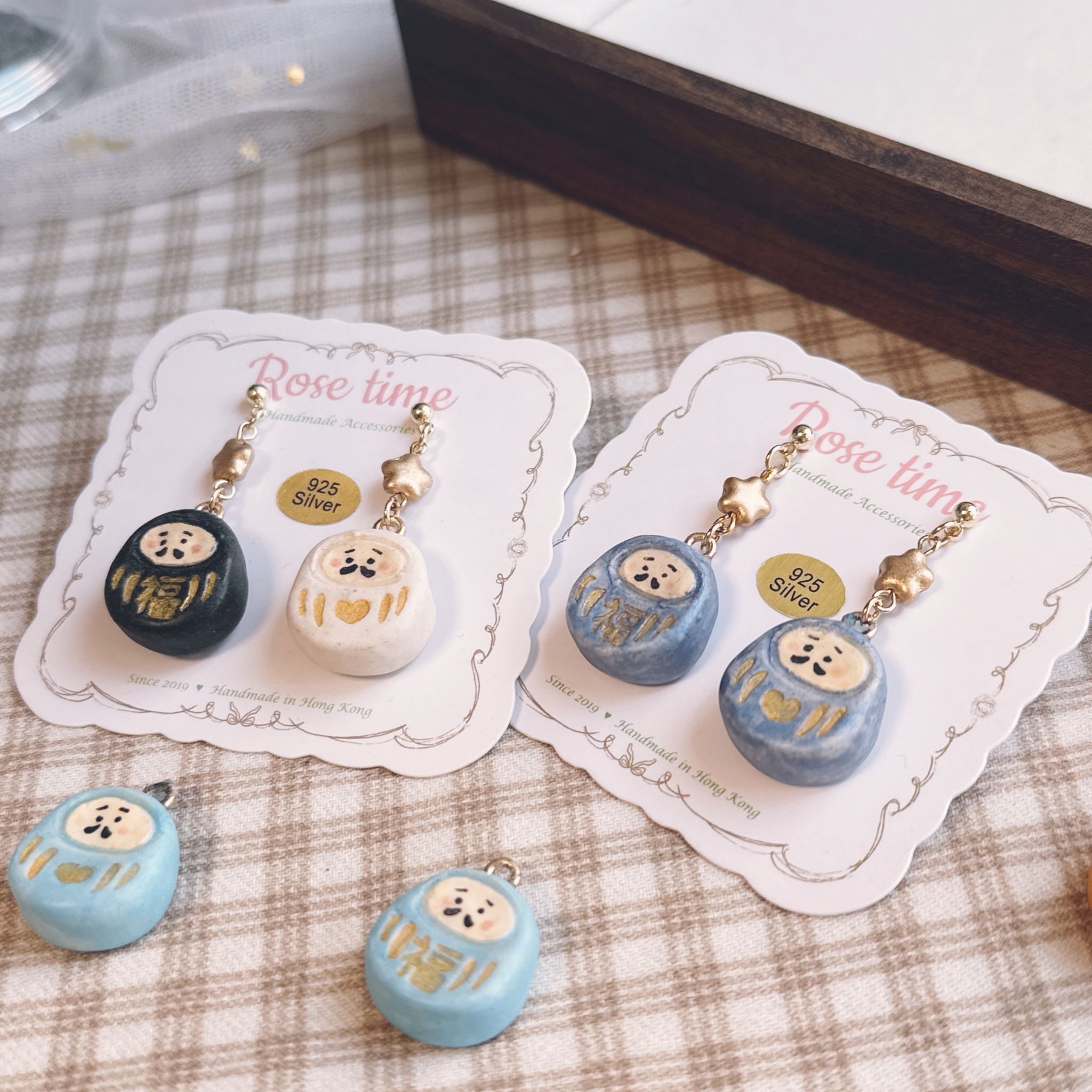 手繪 笑顏小達摩 黑白達摩/光耀藍