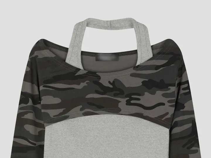 Camo Halterneck Layered Crop