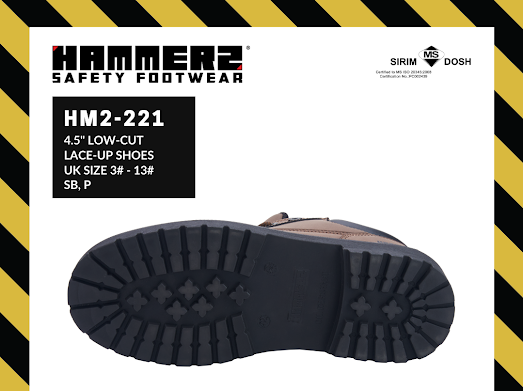 HAMMER 2 SAFETY FOOTWEAR HM2-221 4.5'' Low Cut Lace-Up Shoes SIRIM and DOSH Approved Kasut Keselamatan