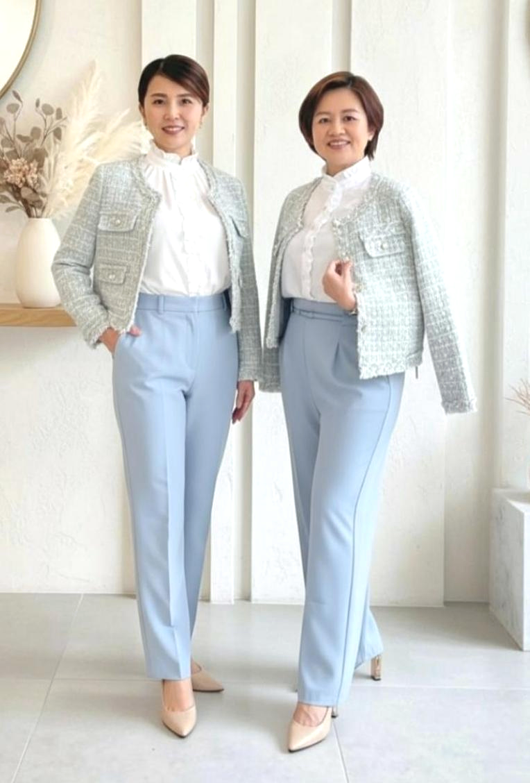 Pastel Frayed-Edge Tweed Jacket