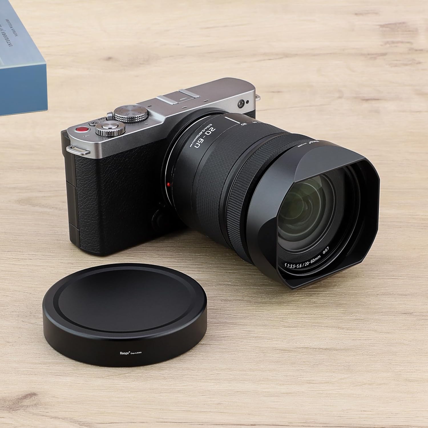 Haoge LH-L2060 Square Metal Lens Hood For Panasonic LUMIX S 20-60mm F3.5 - 5.6 Lens With Metal Cap Kit 方形遮光罩