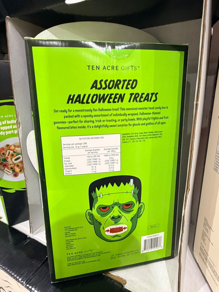 澳洲Costco 萬聖節🎃系列  Ten Acre Gifts 什錦萬聖節糖果 2KG - 怪獸/骷髏頭綜合萬聖節零食