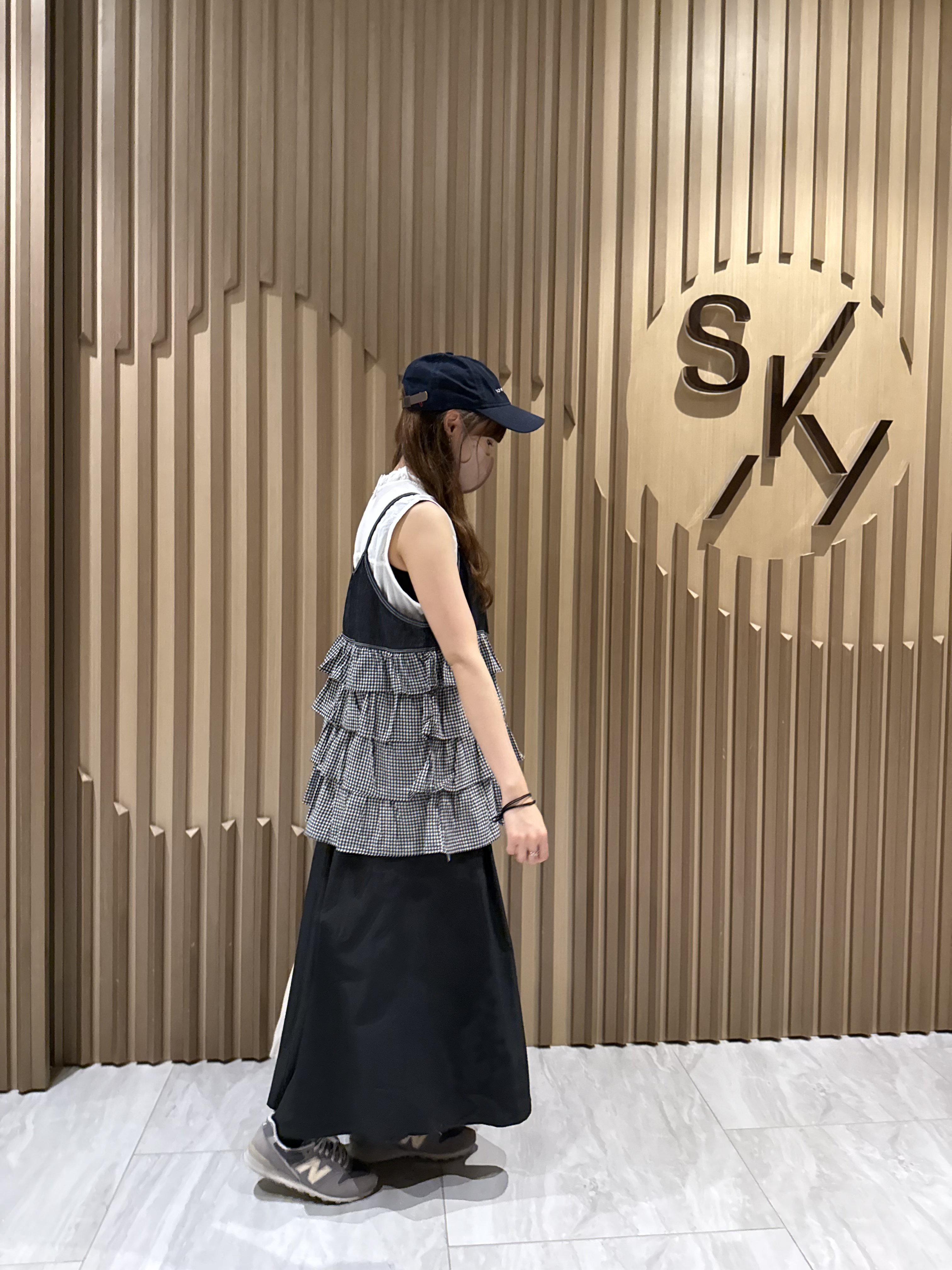 格仔拼牛布吊帶